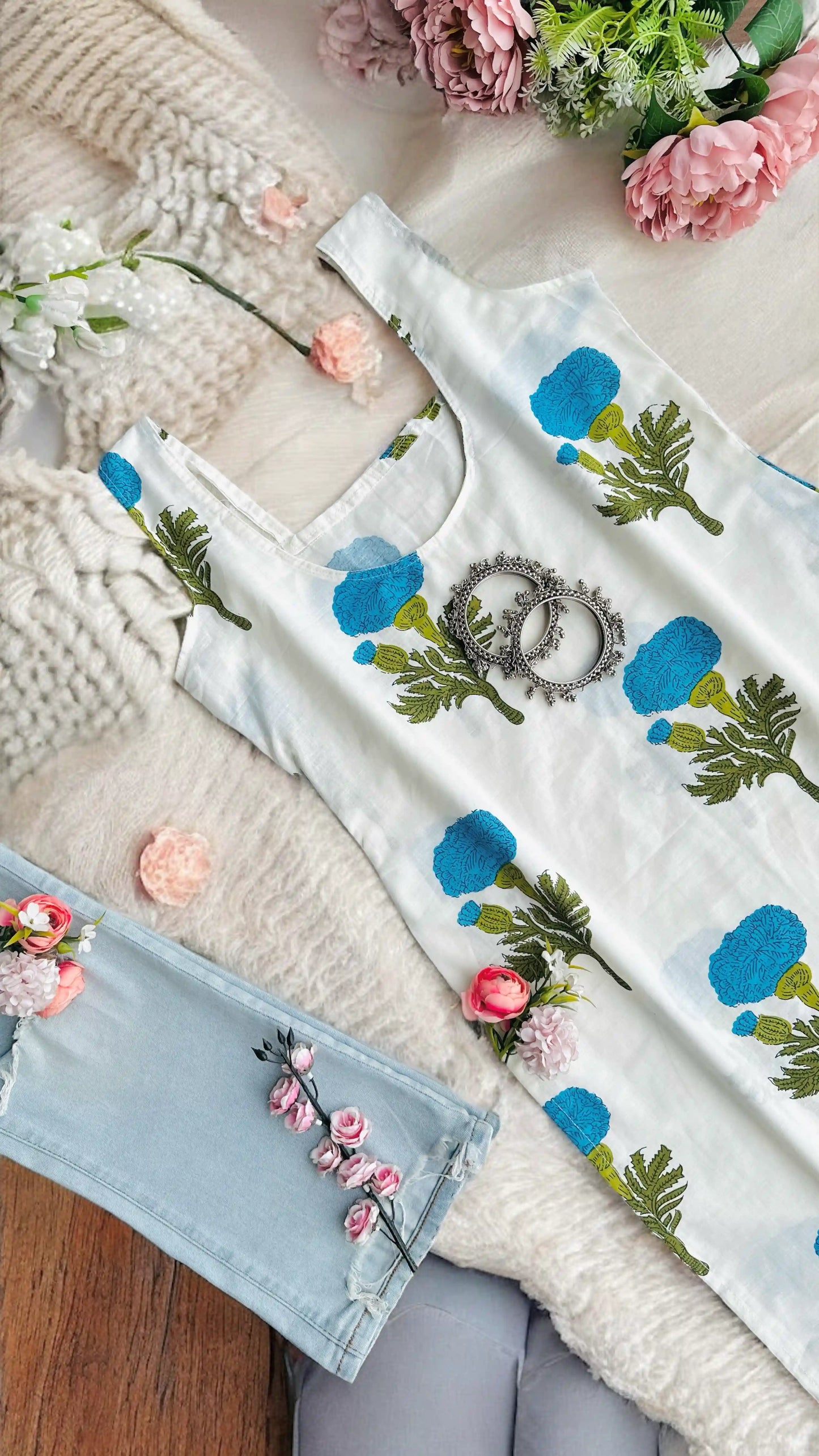 Blue Bloom Elegance Kurta