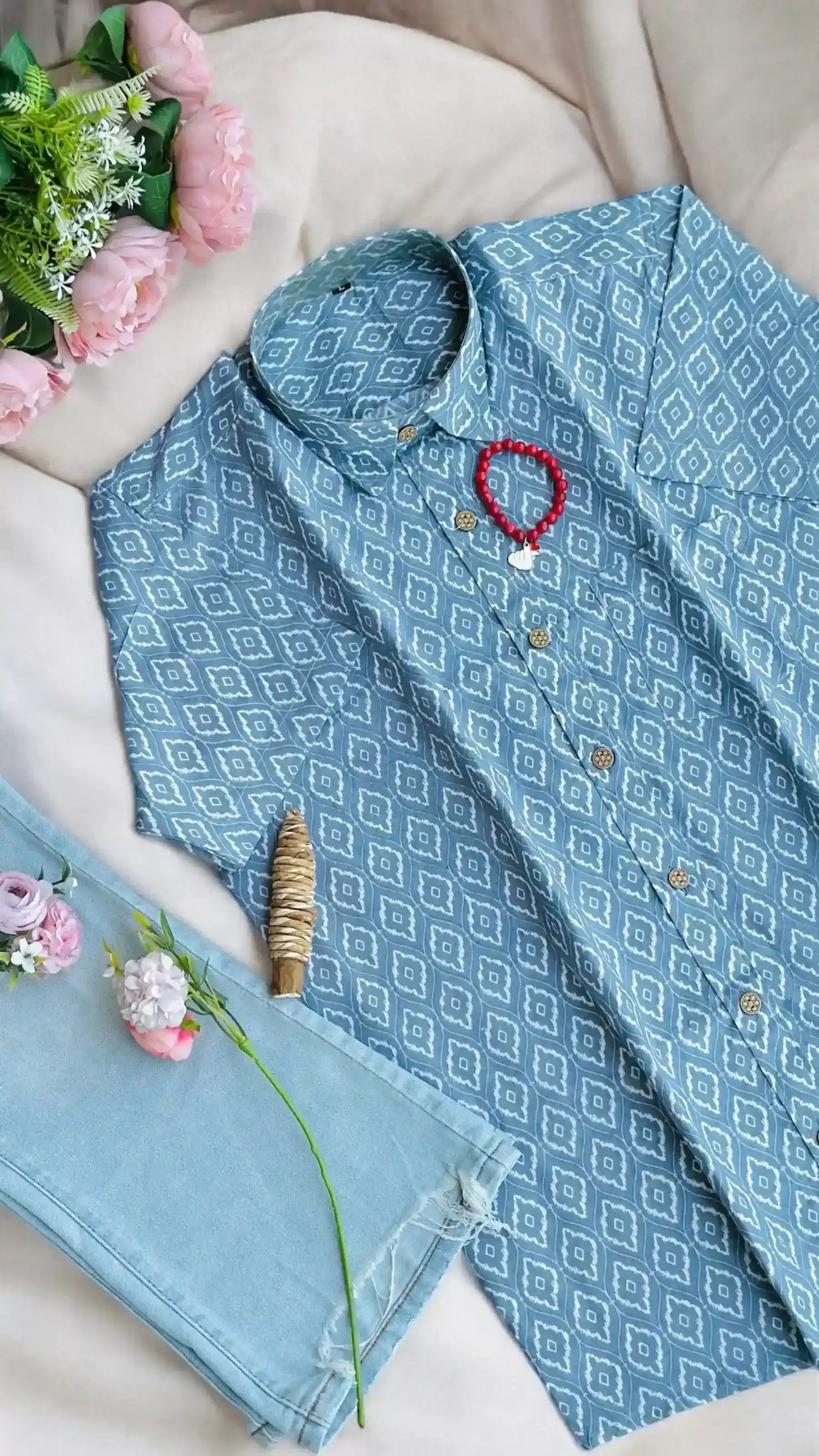 Grey Block Jaipuri Shirt - Passion for Fashion by Shivani