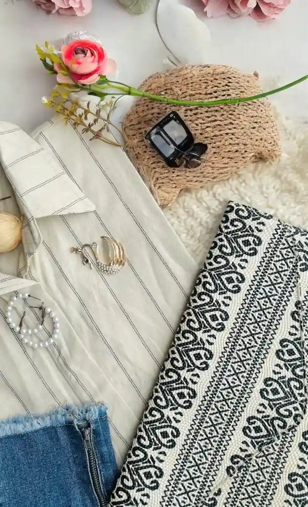 Stripe Collar Cotton Kaftan - Passion for Fashion by Shivani