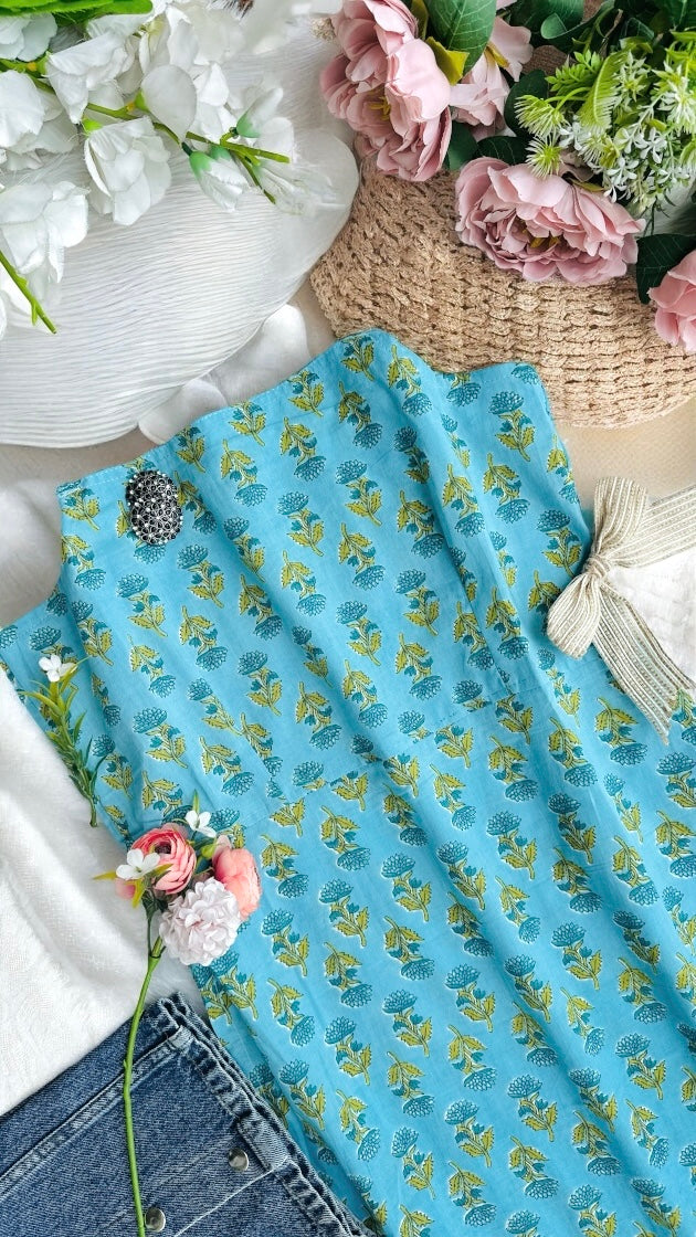 Blue Block Jaipuri Rangriti Budget Kurta