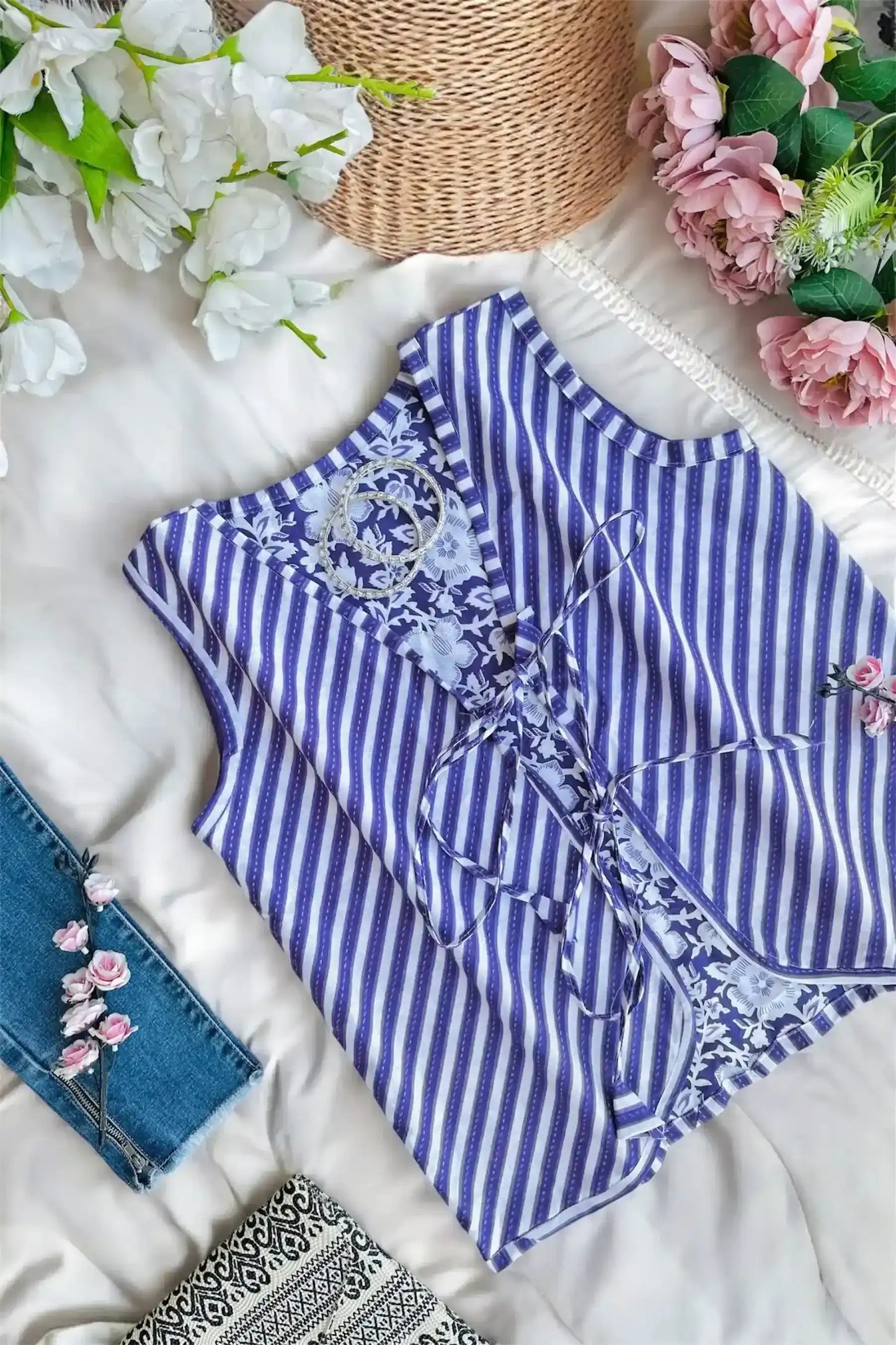 Vintage Lilac Ajrakh Jaipuri Jacket