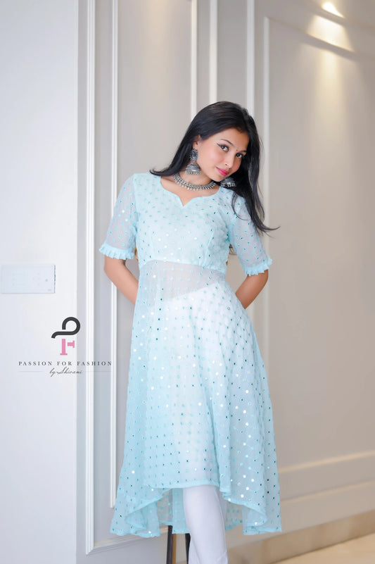 Dreamy Iris Blue Gulnaz Anarkali - Passion for Fashion by Shivani