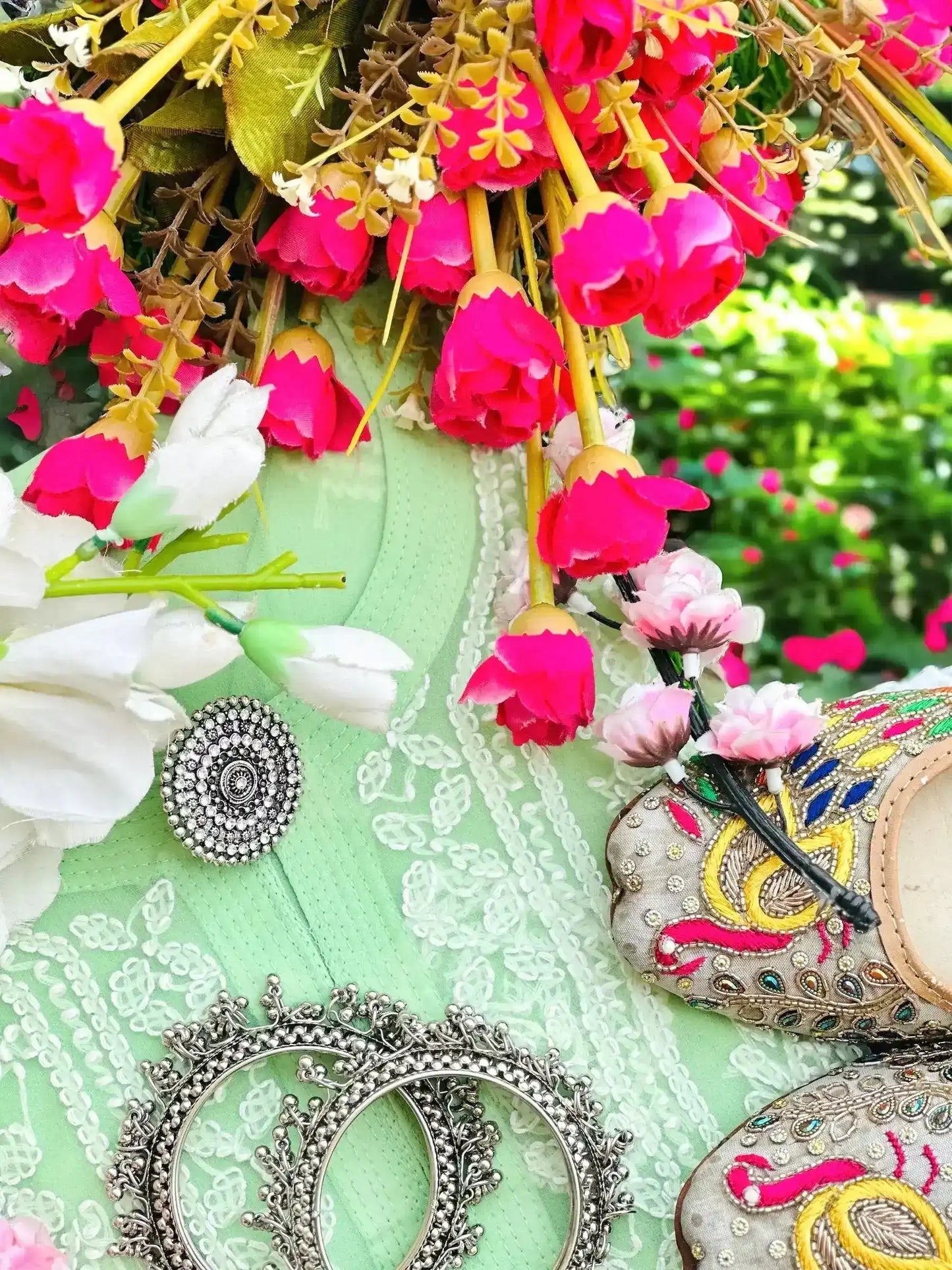 Blush Green Noor Chikan Kurta - Passion for Fashion by Shivani