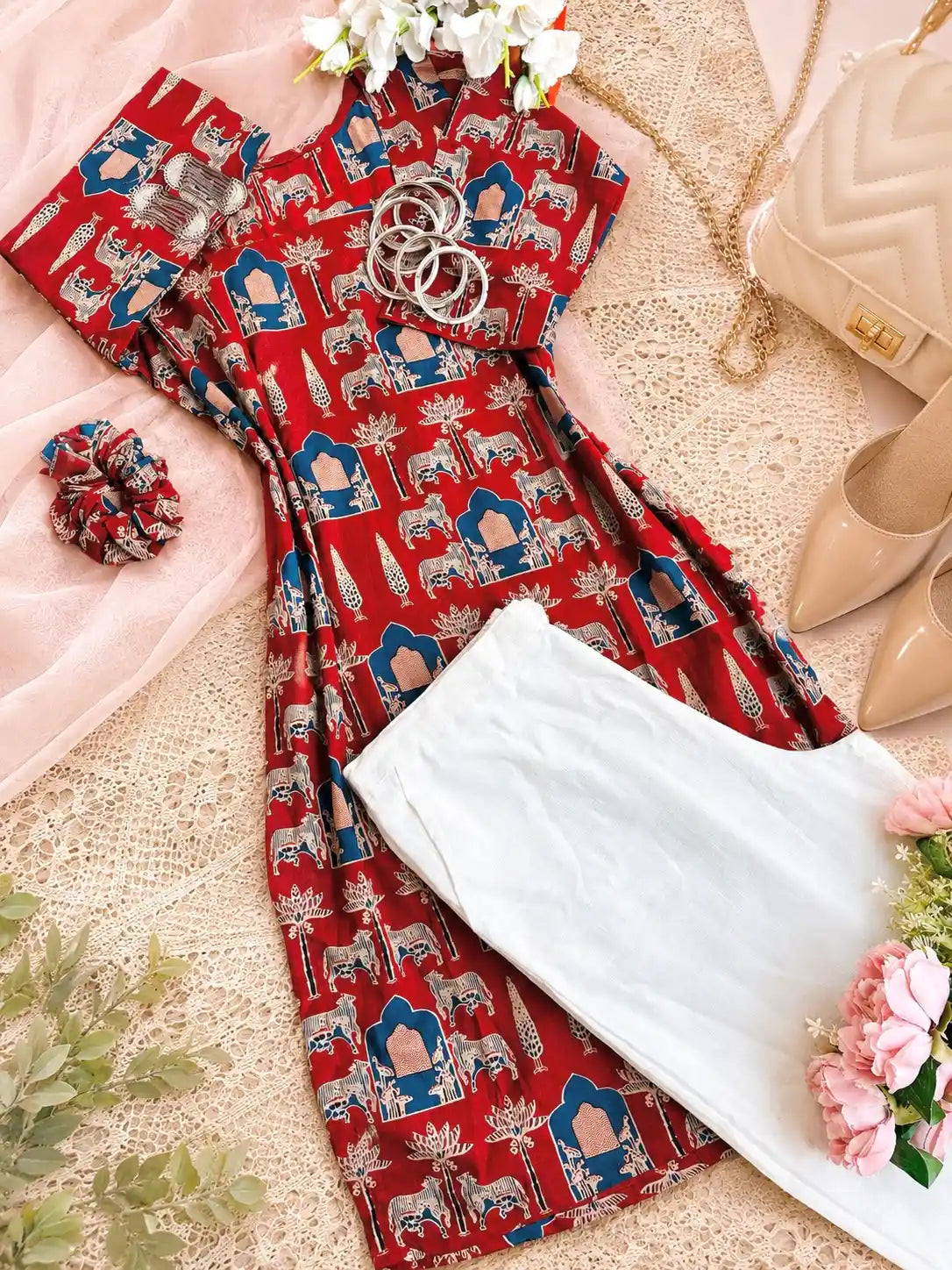 Maroon Worli Rangriti Budget Kurta