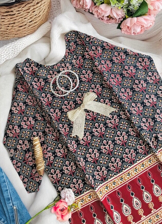 Block Sanganeri Short Kurta