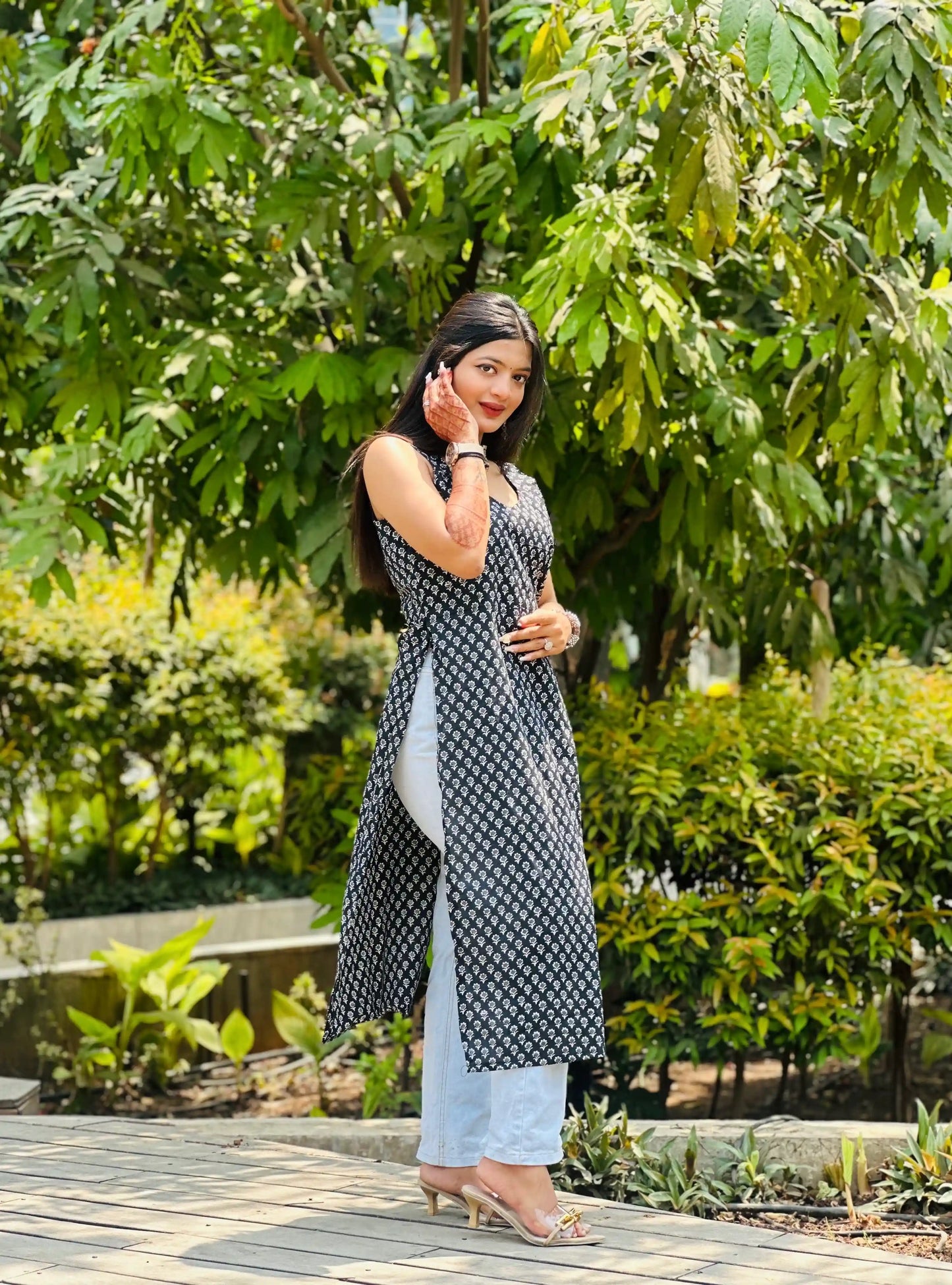 Black Jaipuri Mulmul Kurta