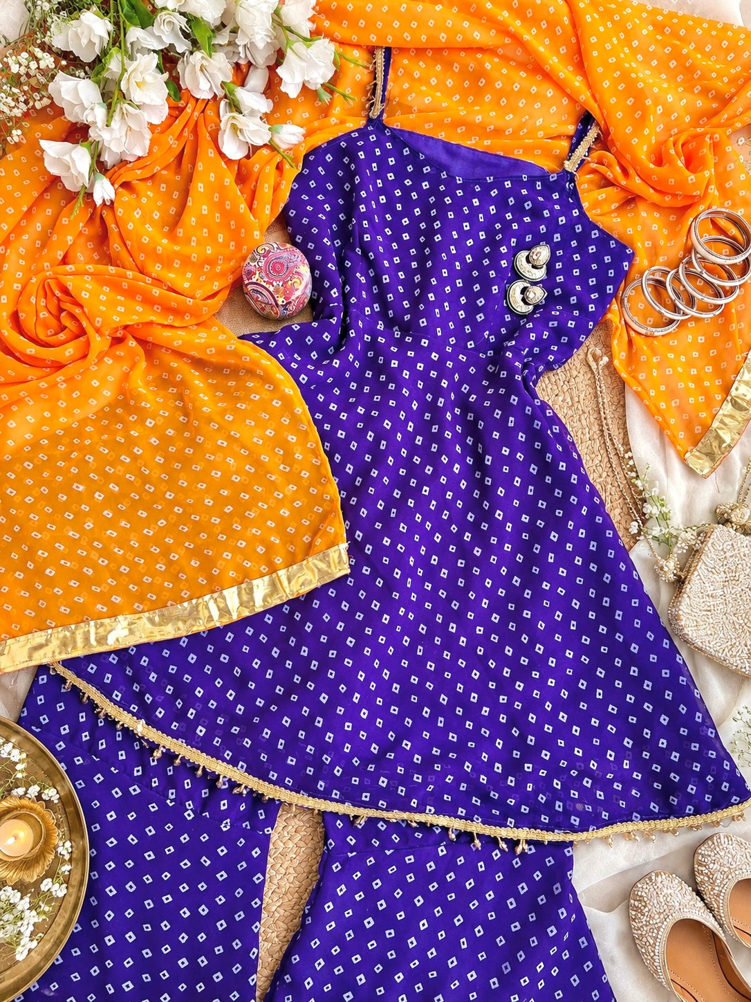 Purple Bandhej Gulnaz Meher Suit