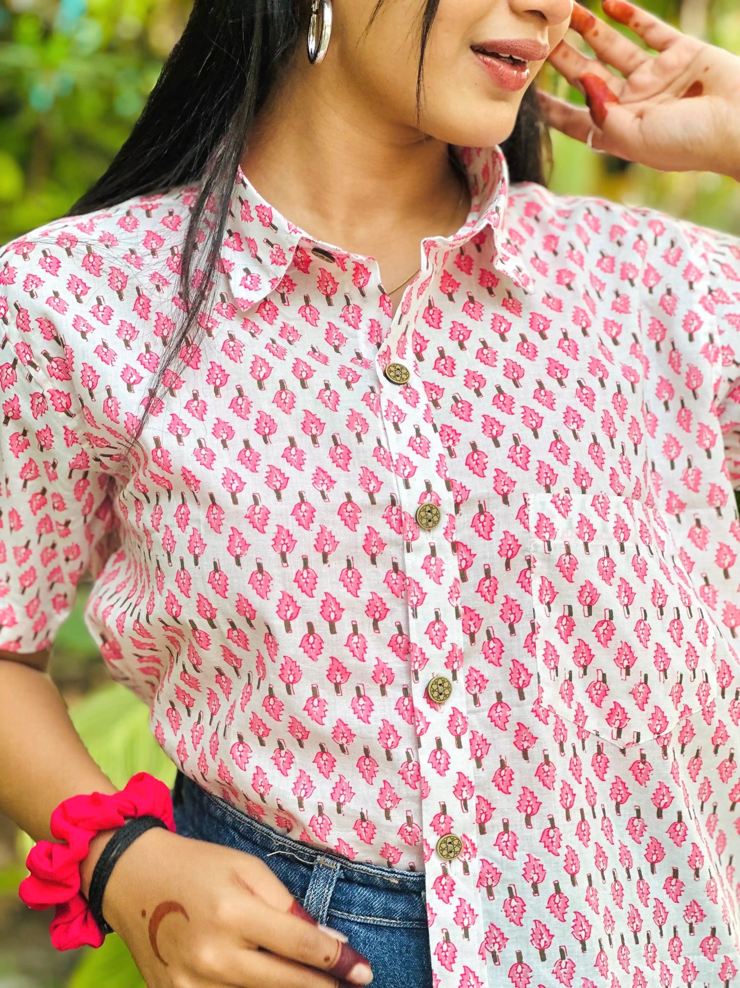 Pink Block Jaipuri Shirt