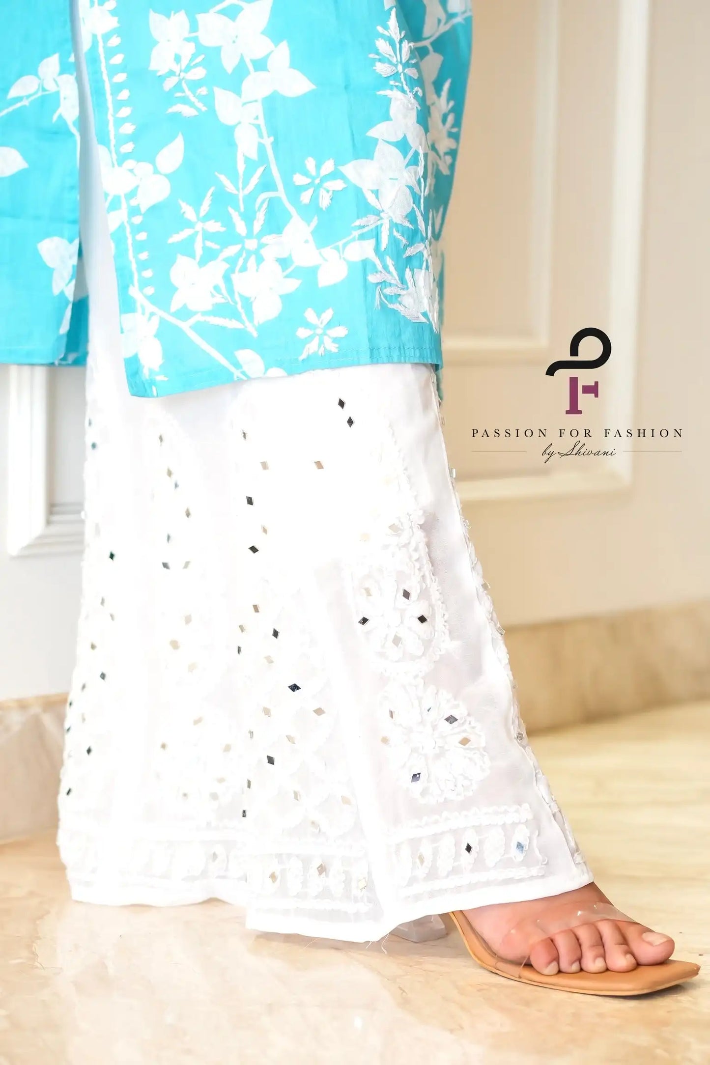 Blush Blue Anokhi Mul Chikan Kurta