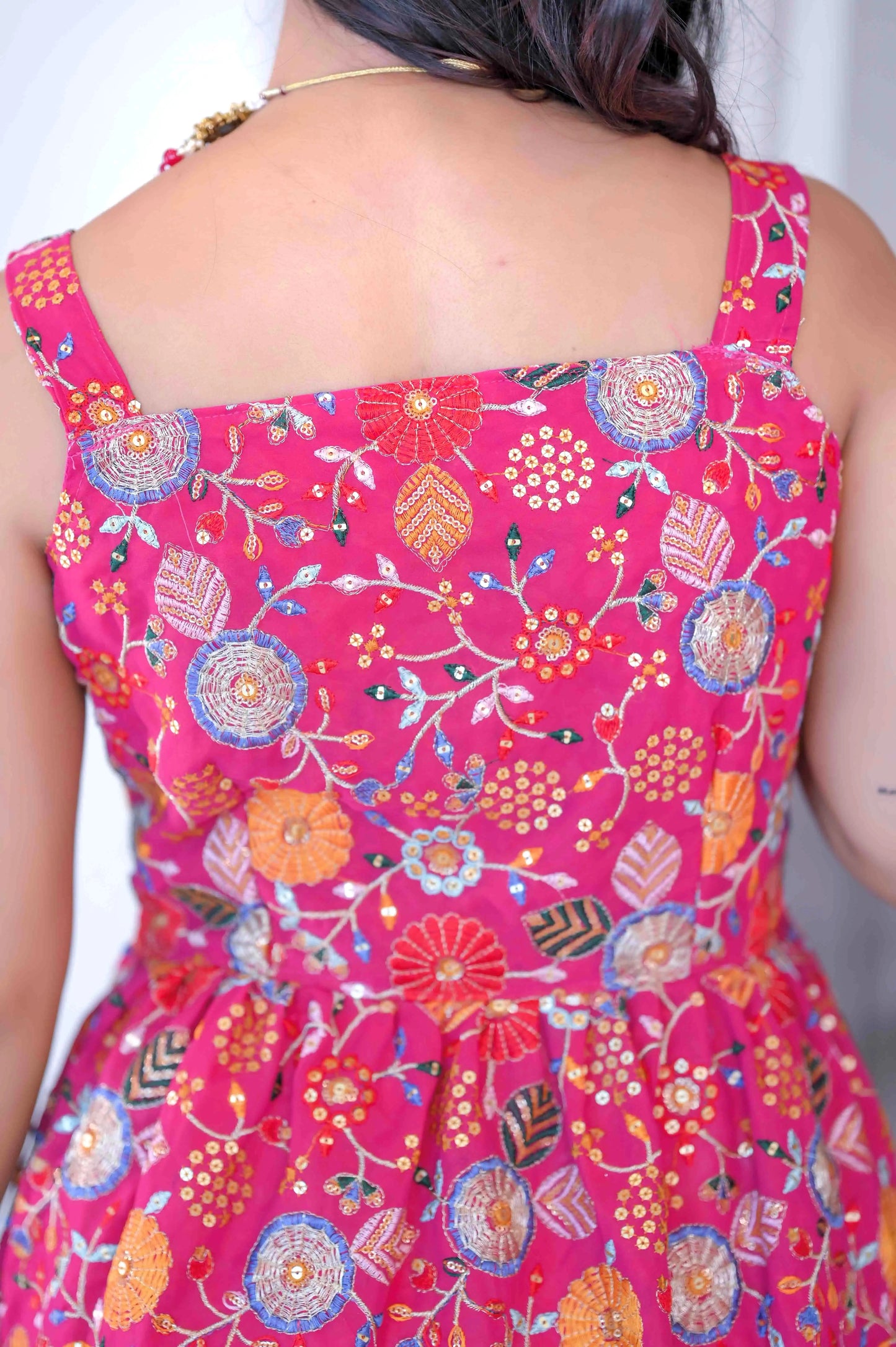 Rosy Pink Gulnaz Embroidered Peplum