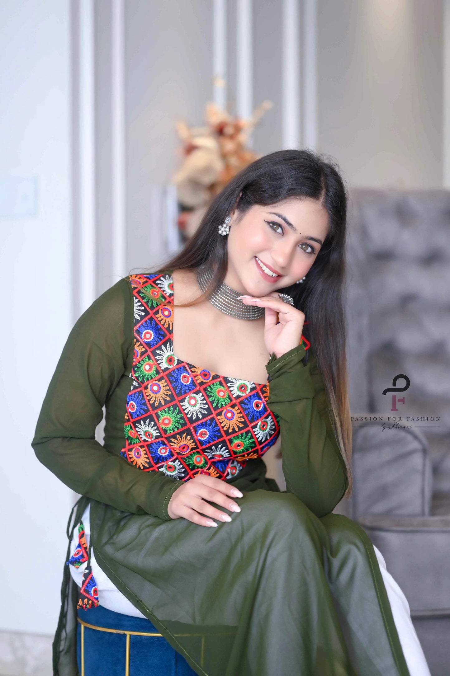 Avery Green Gulnaz Embroidered Kurta