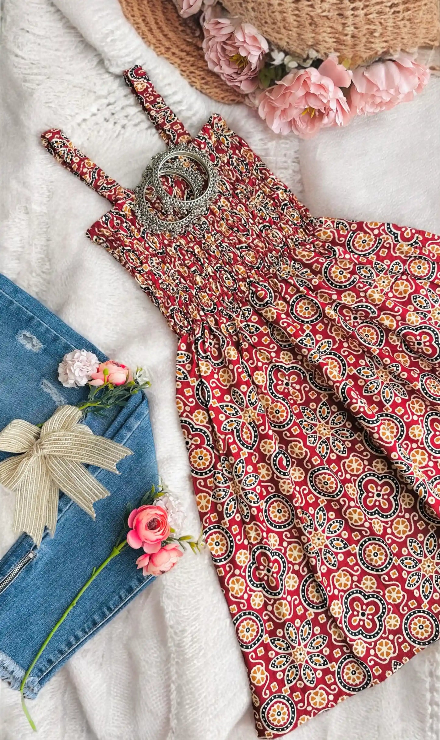 Maroon Kalamkari Cute Jaipuri Peplum