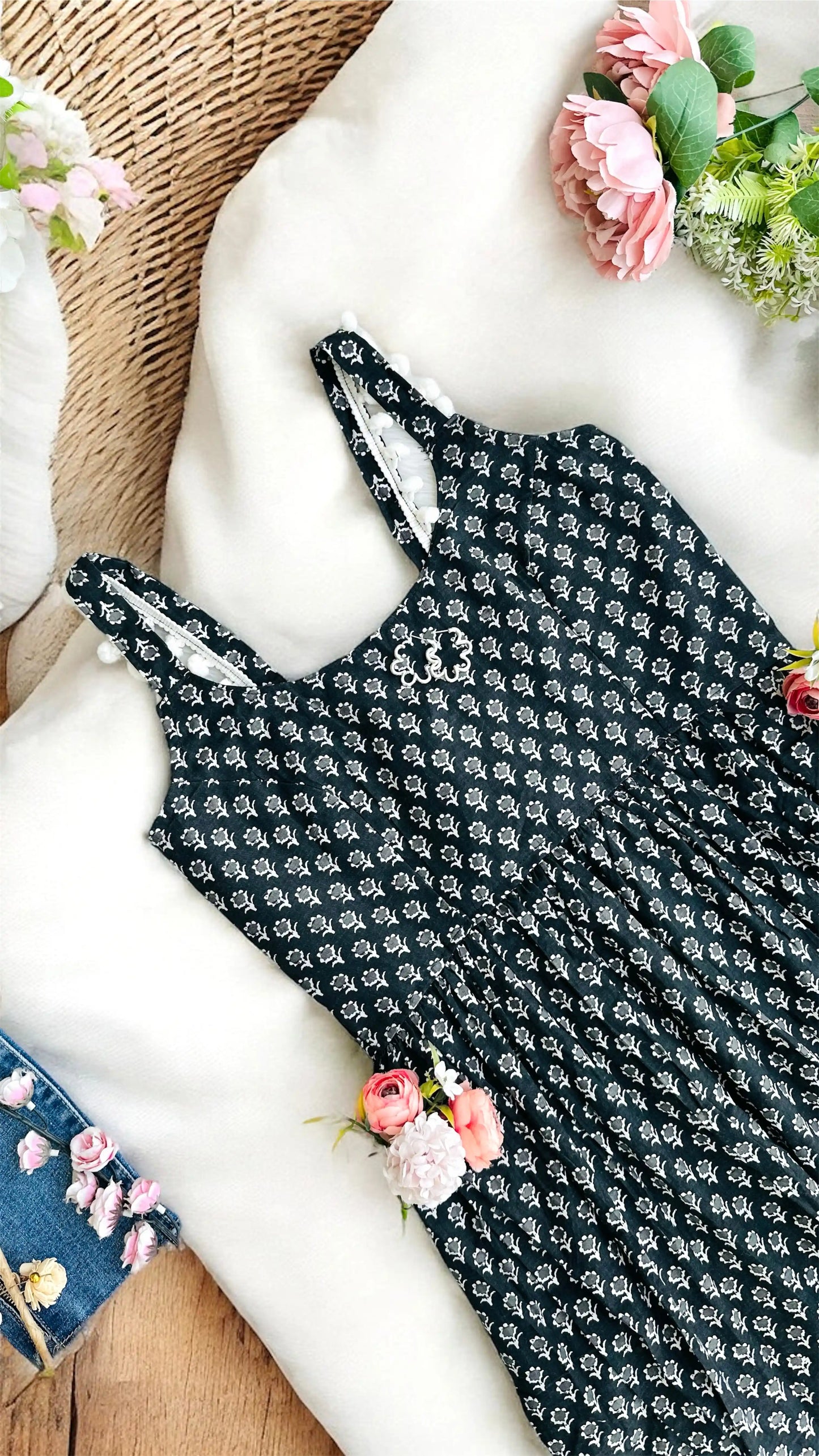 Block Black Hand Printed Peplum