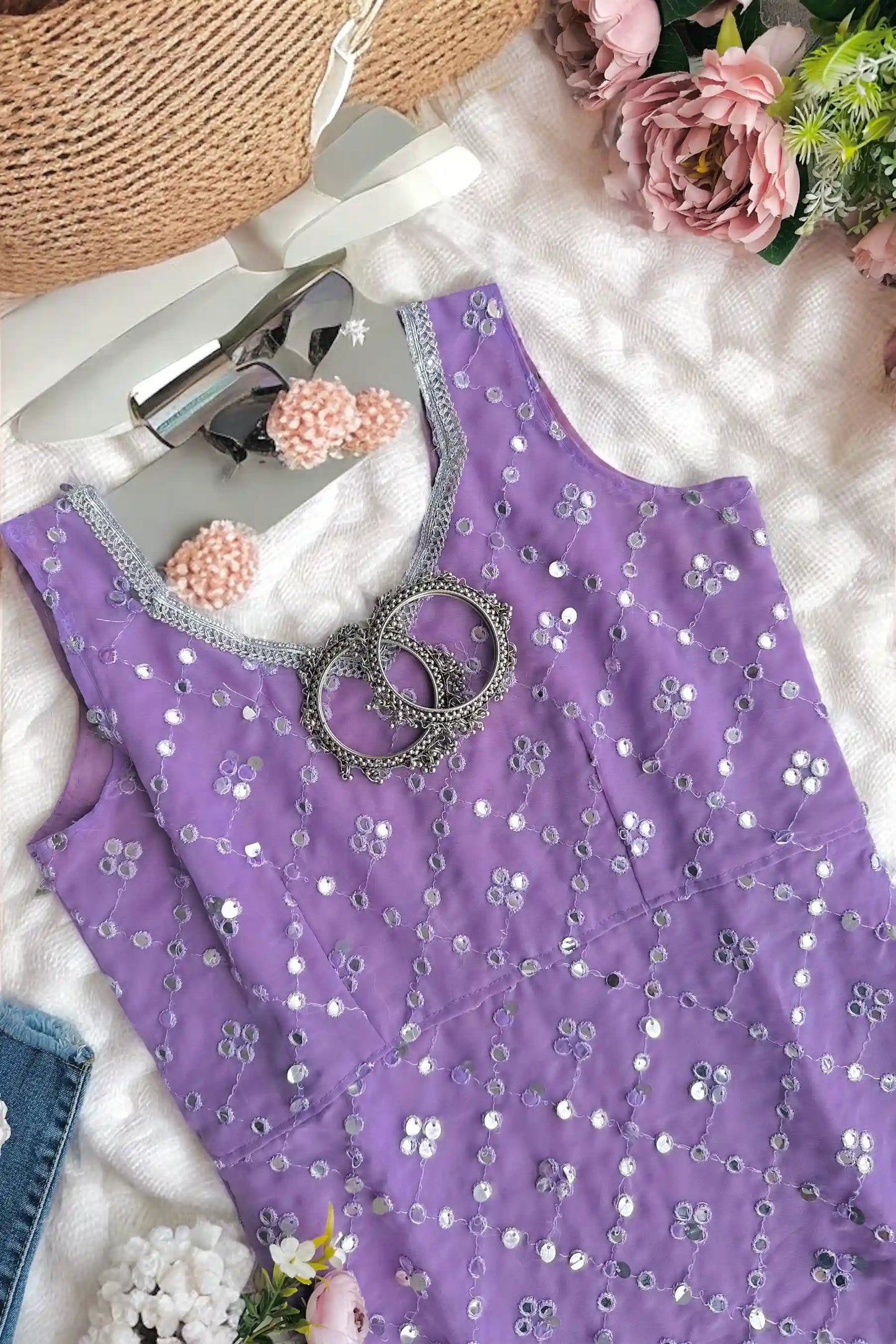 Soft Lilac Embroidered Gulnaz Kurta