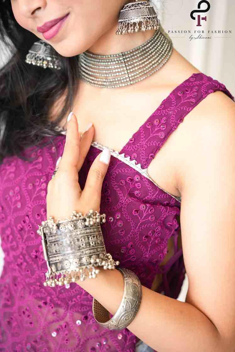 Fine Wine Embroidered Dori Gulnaz Kurta - Passion for Fashion by Shivani