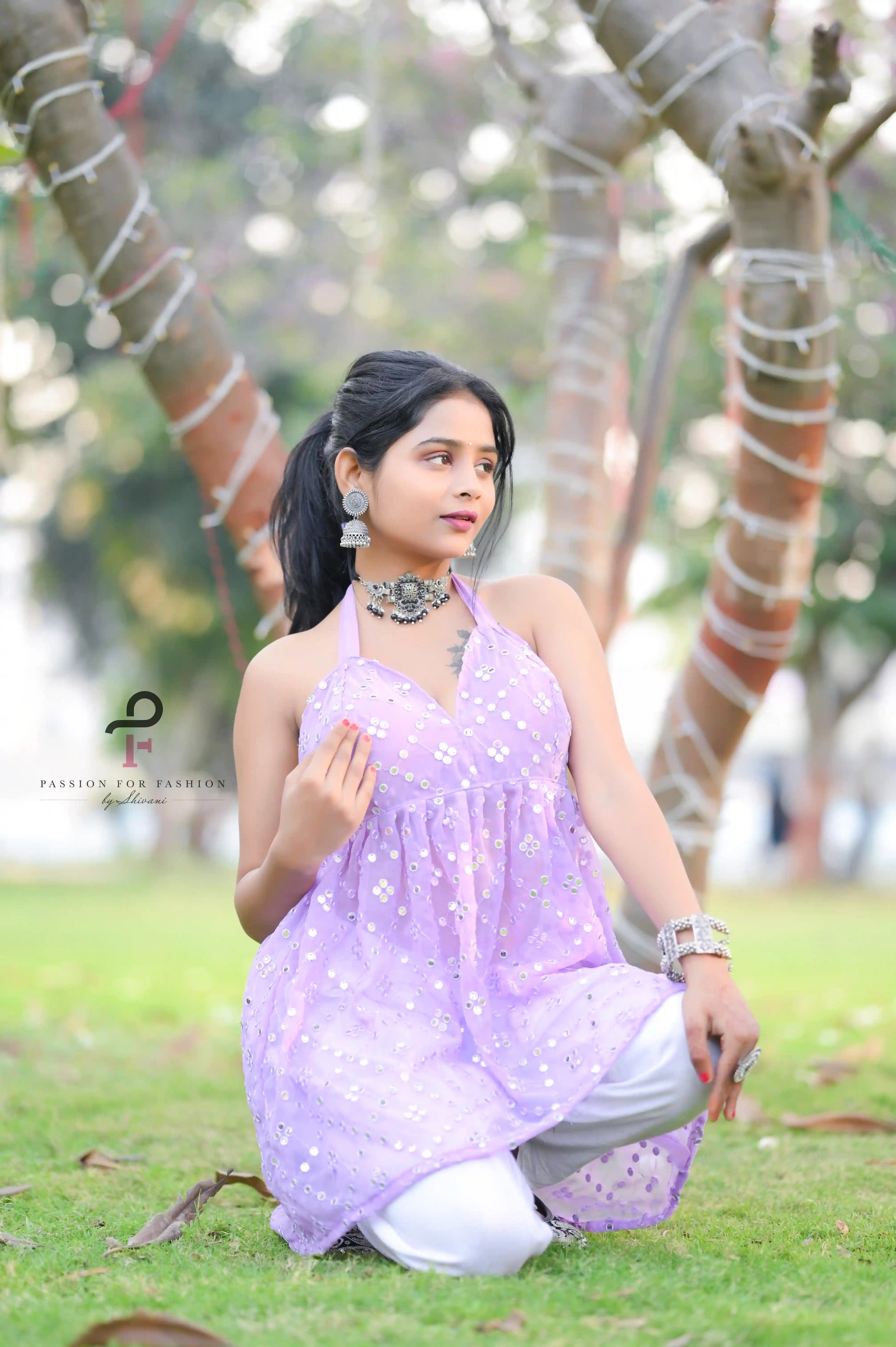 Blush Lilac Gulnaz Peplum Top - Passion for Fashion by Shivani