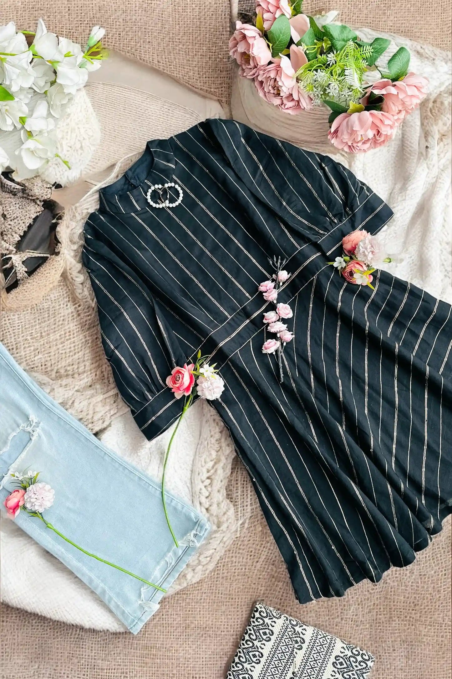 Smoky Black Gulnaz Peplum Top