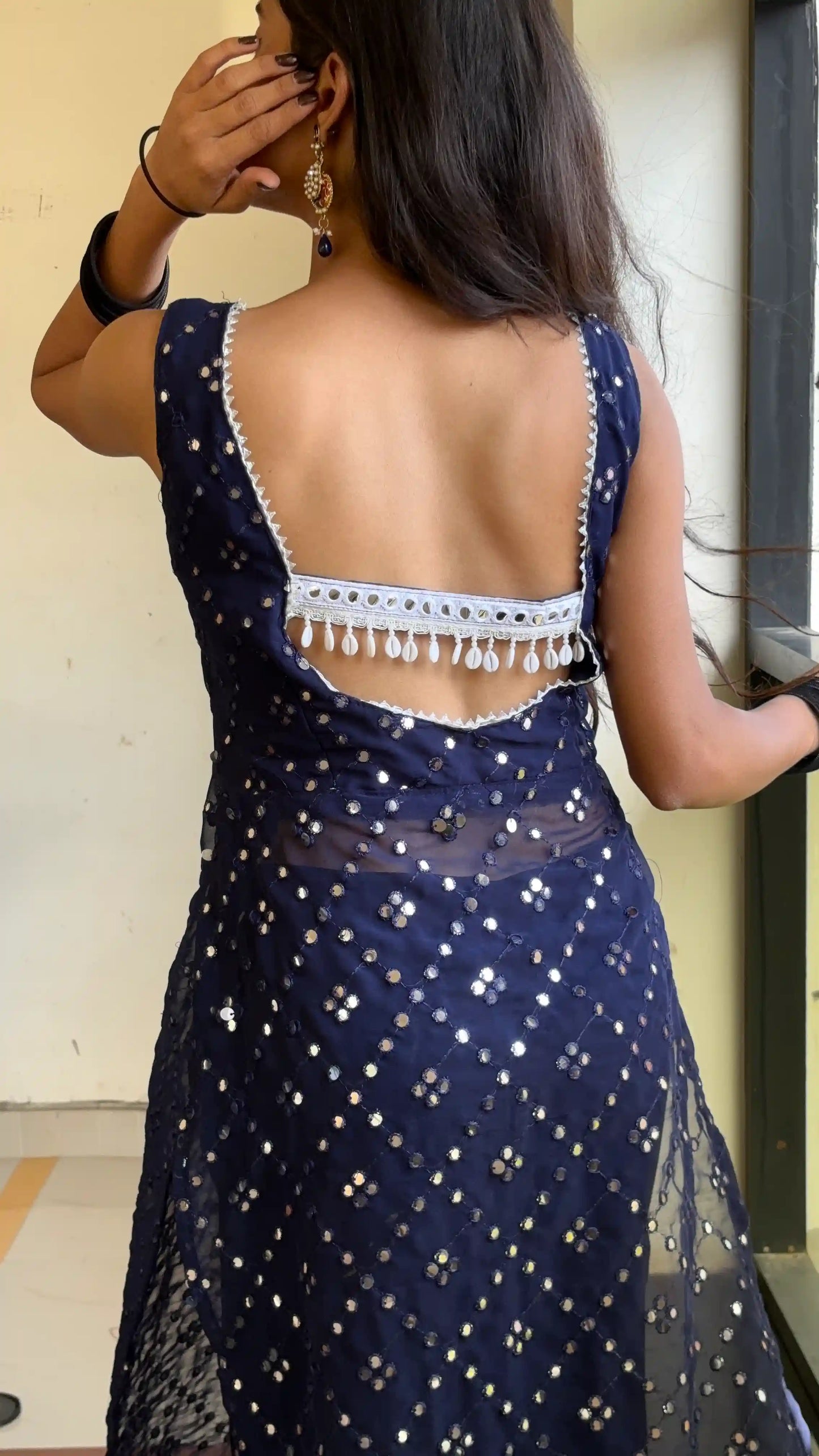 Pinal’s Blue Mirror Gulnaz Kurta - Passion for Fashion by Shivani