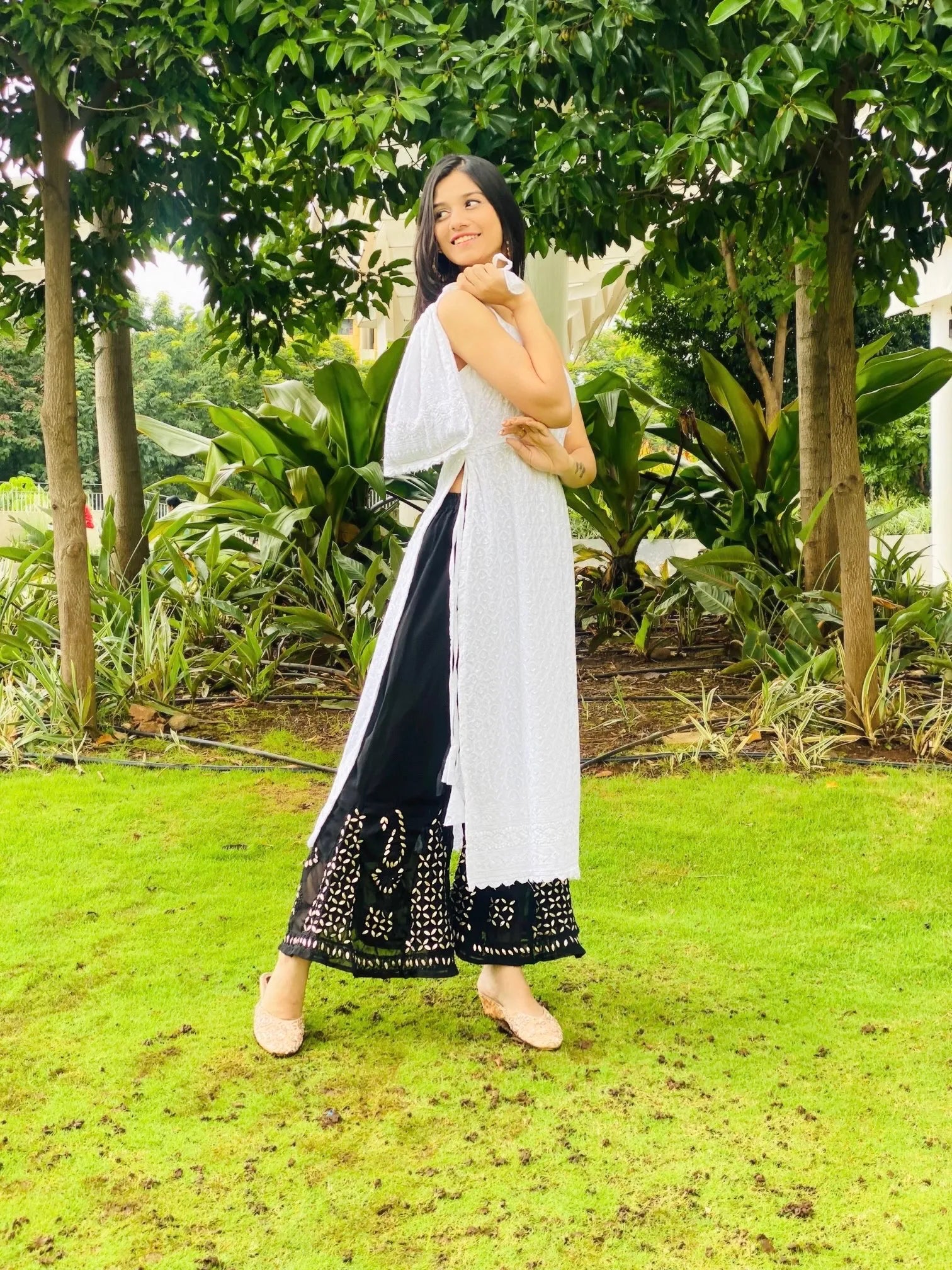 Mahima's Whimsical White Sequence Gulnaz Kurta - Passion for Fashion by Shivani