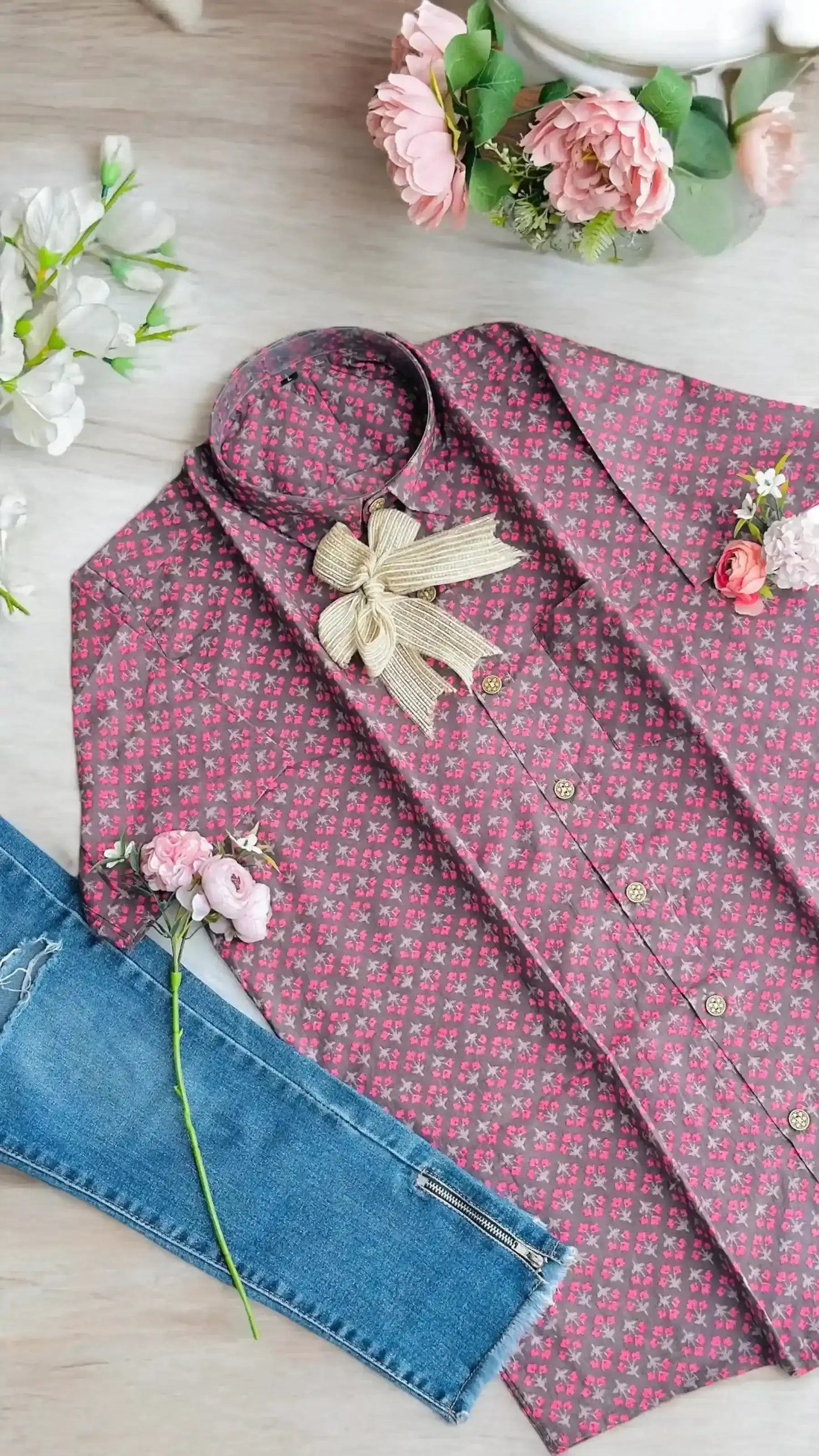 Block Grey Jaipuri Shirt - Passion for Fashion by Shivani