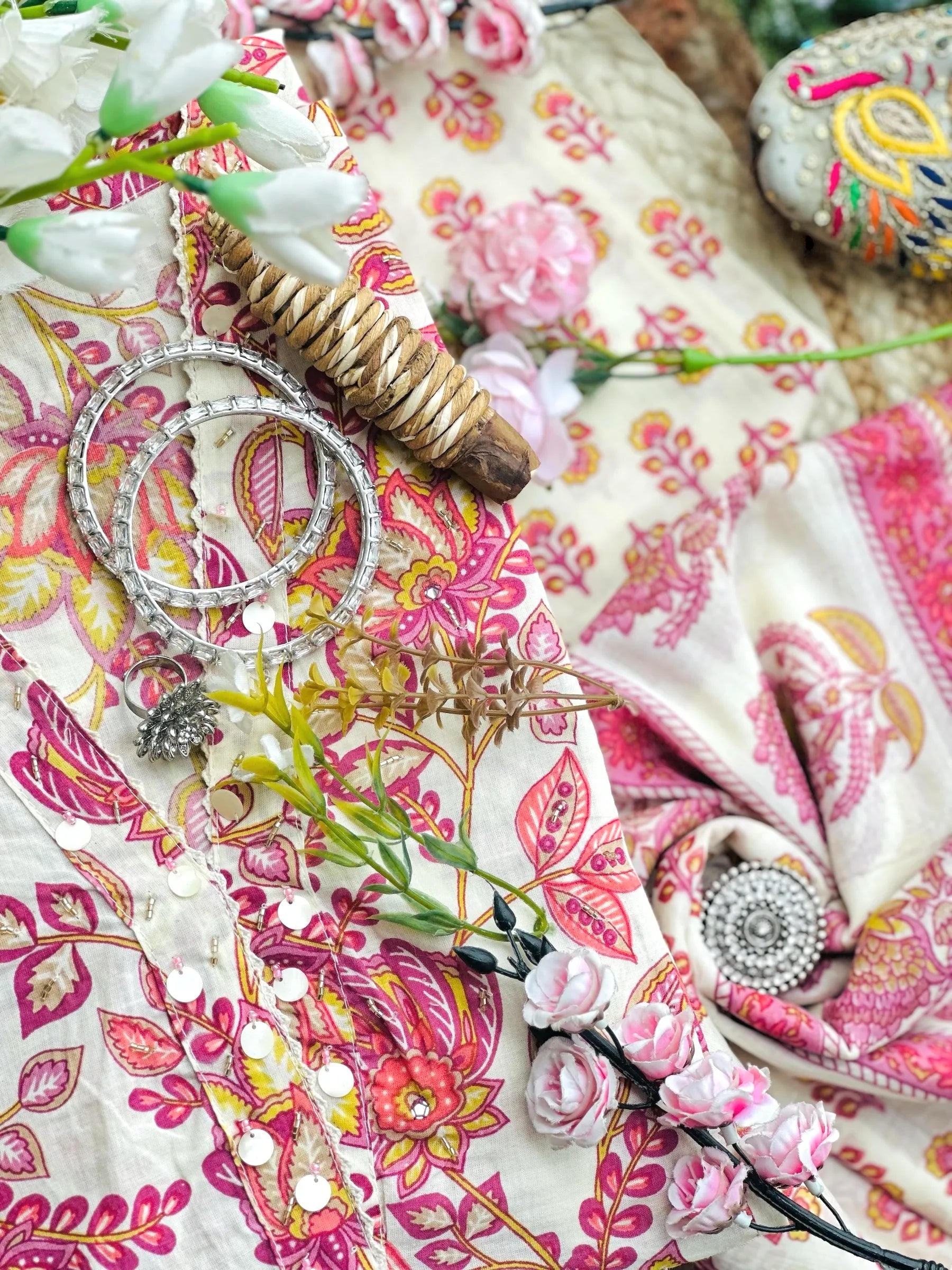 Kalamkari Meher MulMul Suit Set - Passion for Fashion by Shivani
