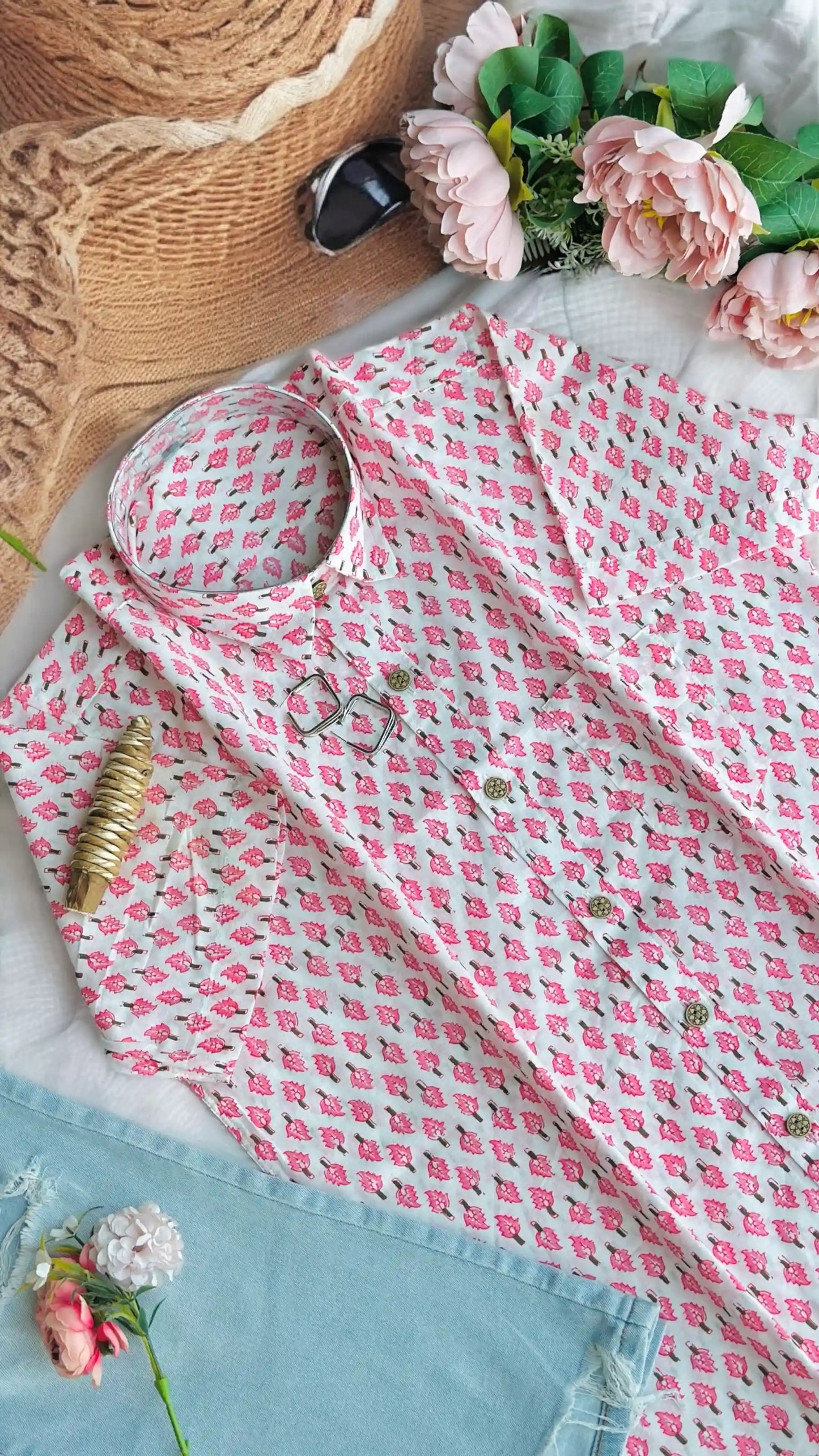 Pink Block Jaipuri Shirt