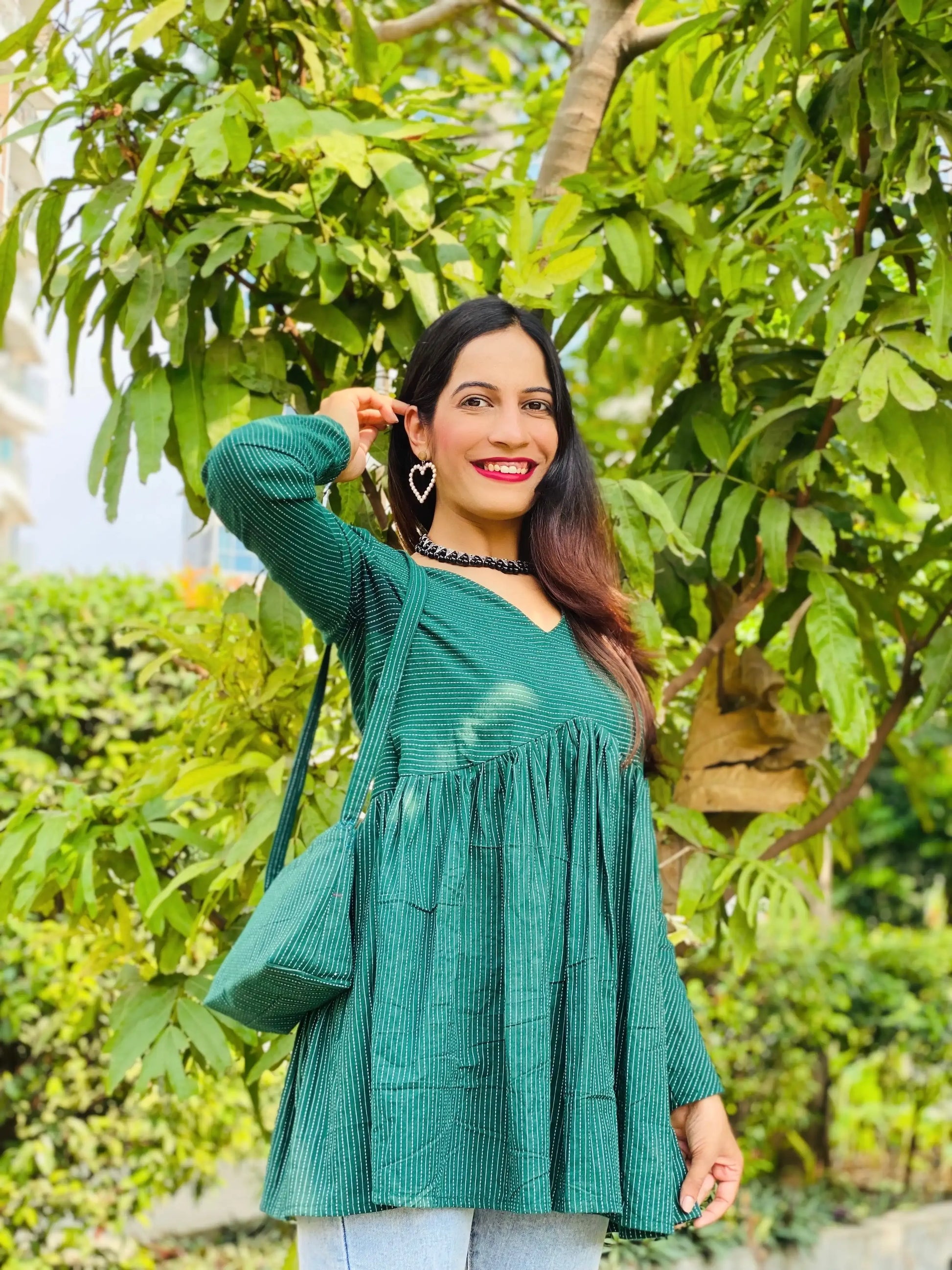 Paradise Green Short Gulnaz Peplum - Passion for Fashion by Shivani