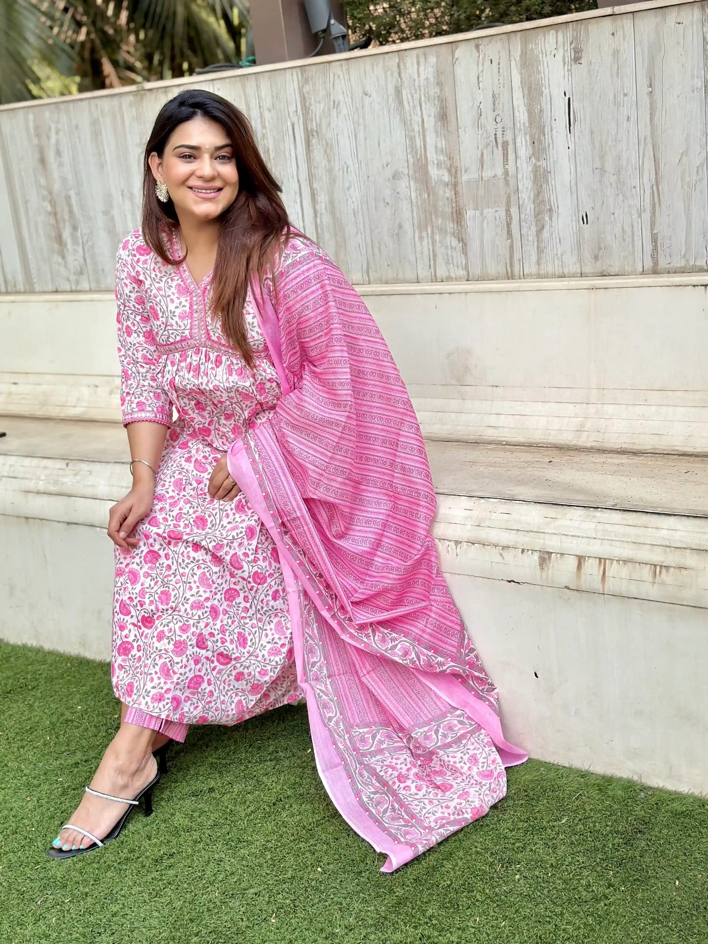 Poonam's Blush Pink Kalamkari Nyra Suit Set