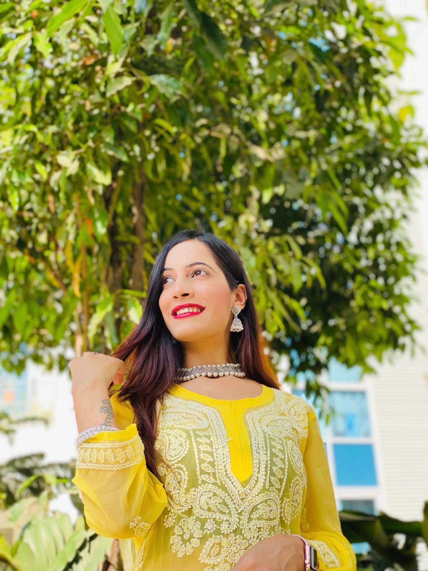 Sunflower Yellow Noor Chikan Kurta