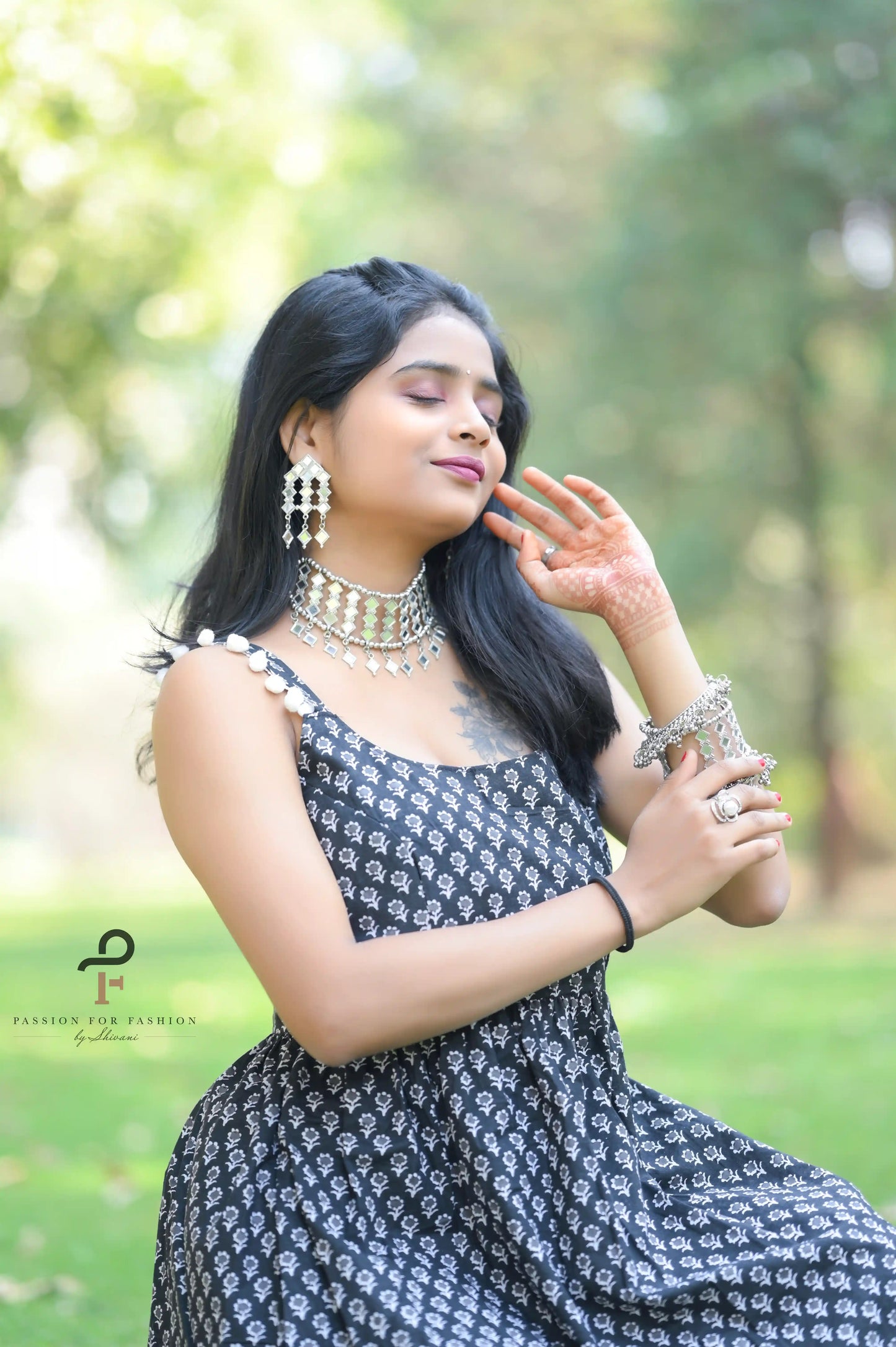 Block Black Hand Printed Peplum - Passion for Fashion by Shivani