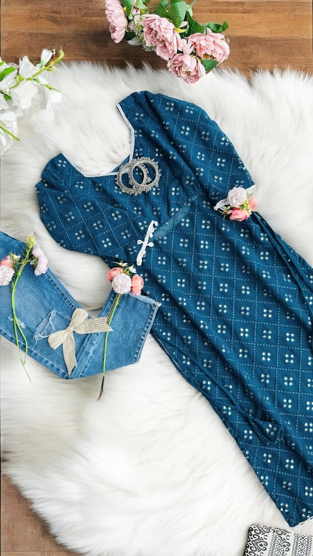 Shiraz Kerosene Blue Gulnaz Kurta