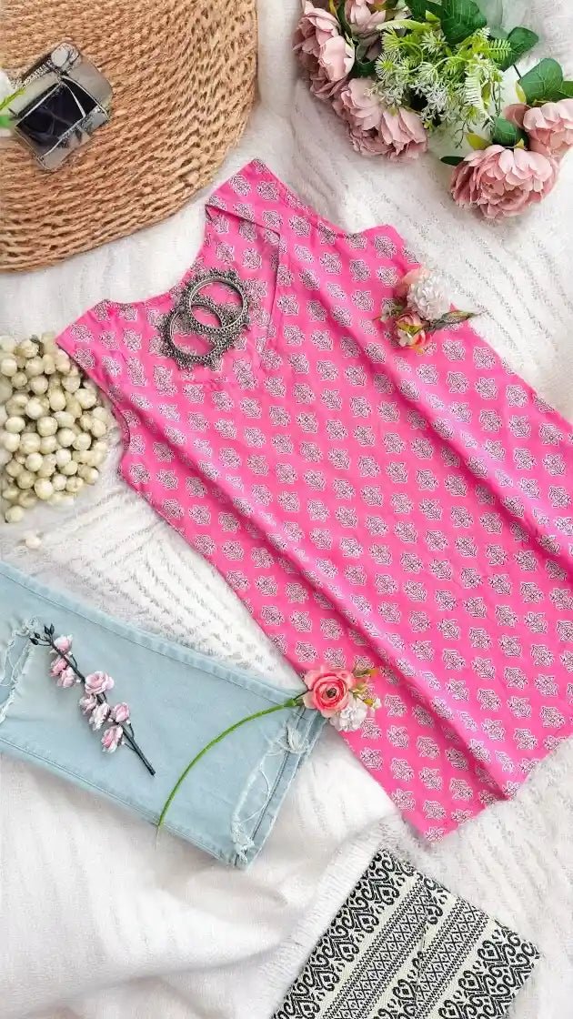 Pretty Pink Block Mul Kurta - Passion for Fashion by Shivani