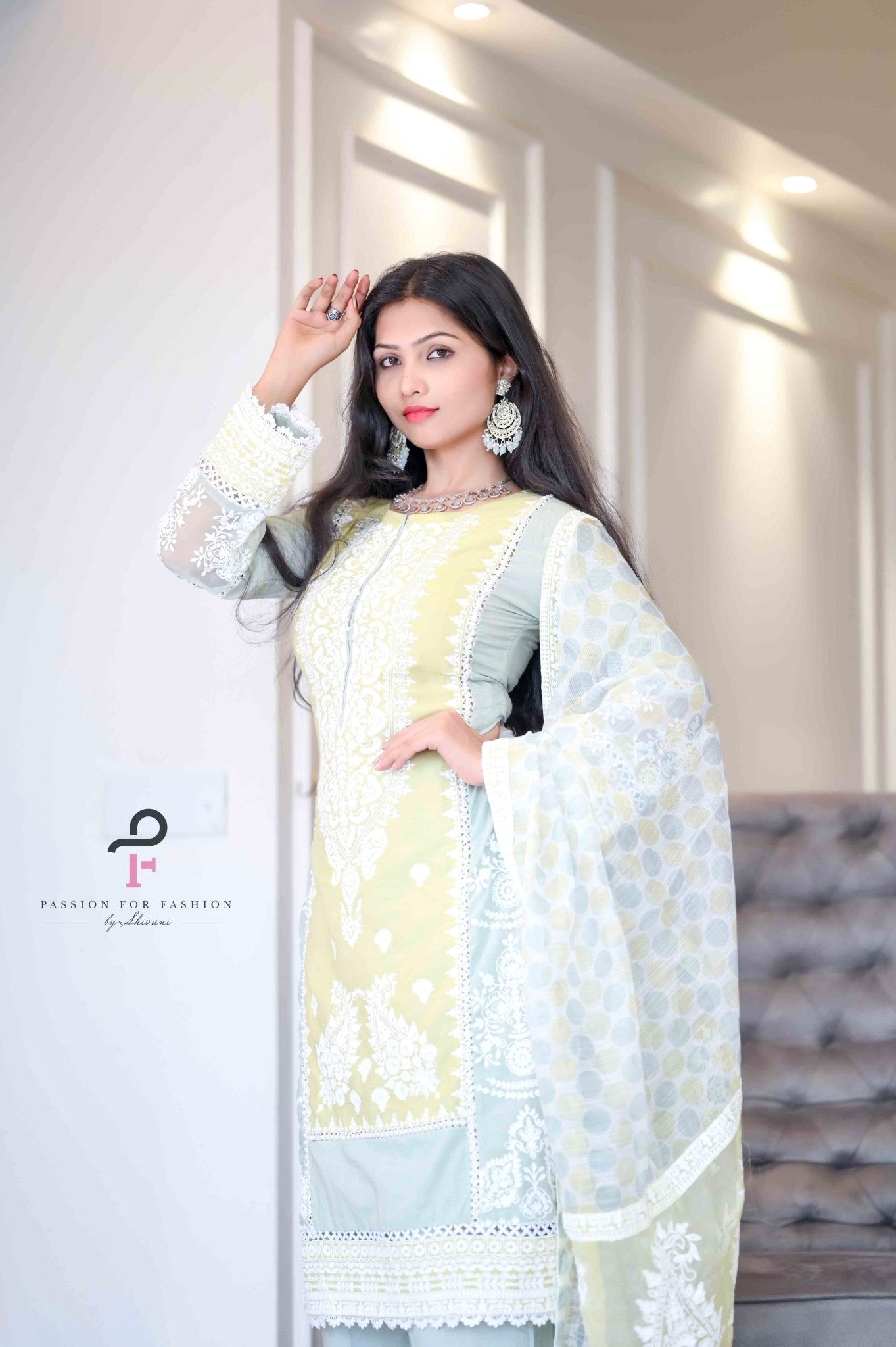 Gulzar Green Embroidered Meher Suit - Passion for Fashion by Shivani