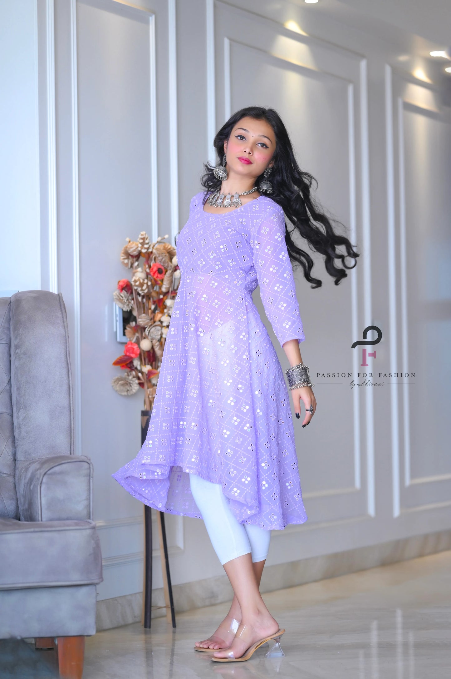 Daisy Lilac Mirror Gulnaz Kurta