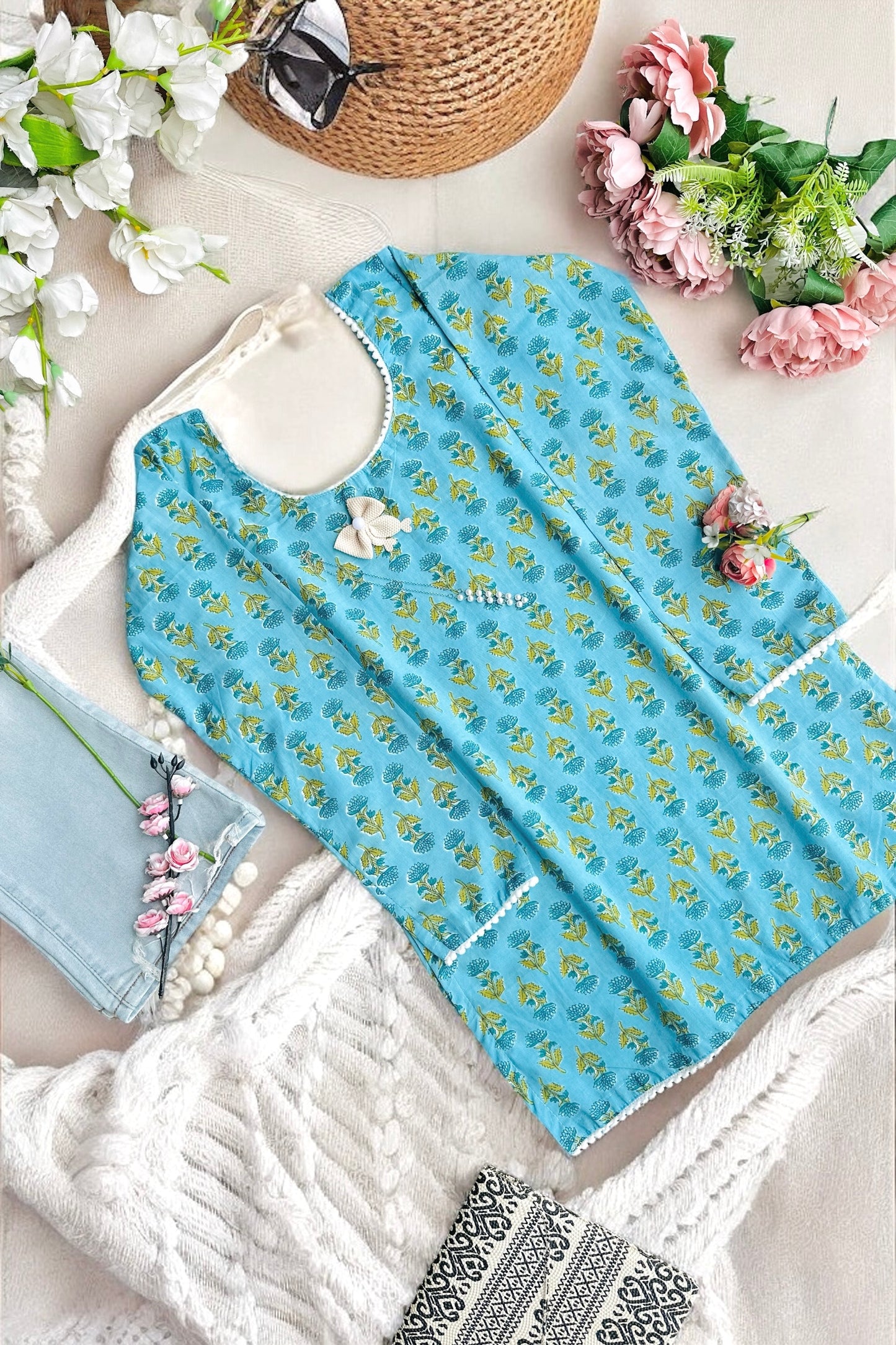 Blush Blue Short Kurta