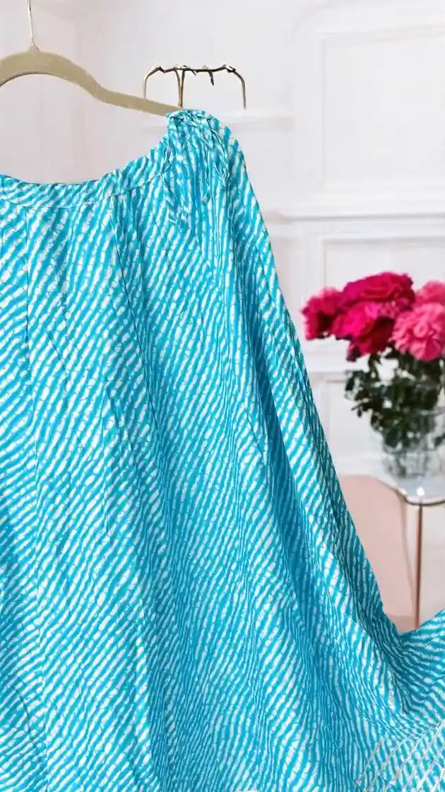 Blue Lehriya Jaipuri Skirt