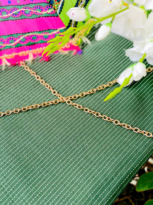 Emerald Green Handprinted MulMul Fabric Cut - Passion for Fashion by Shivani