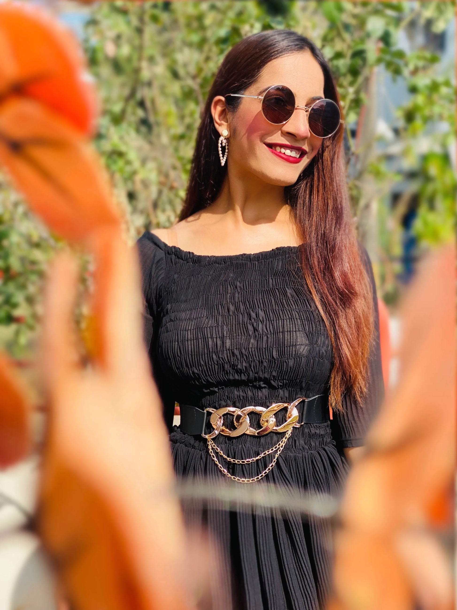 Dusky Black Smoky Crepe Twirl Dress - Passion for Fashion by Shivani