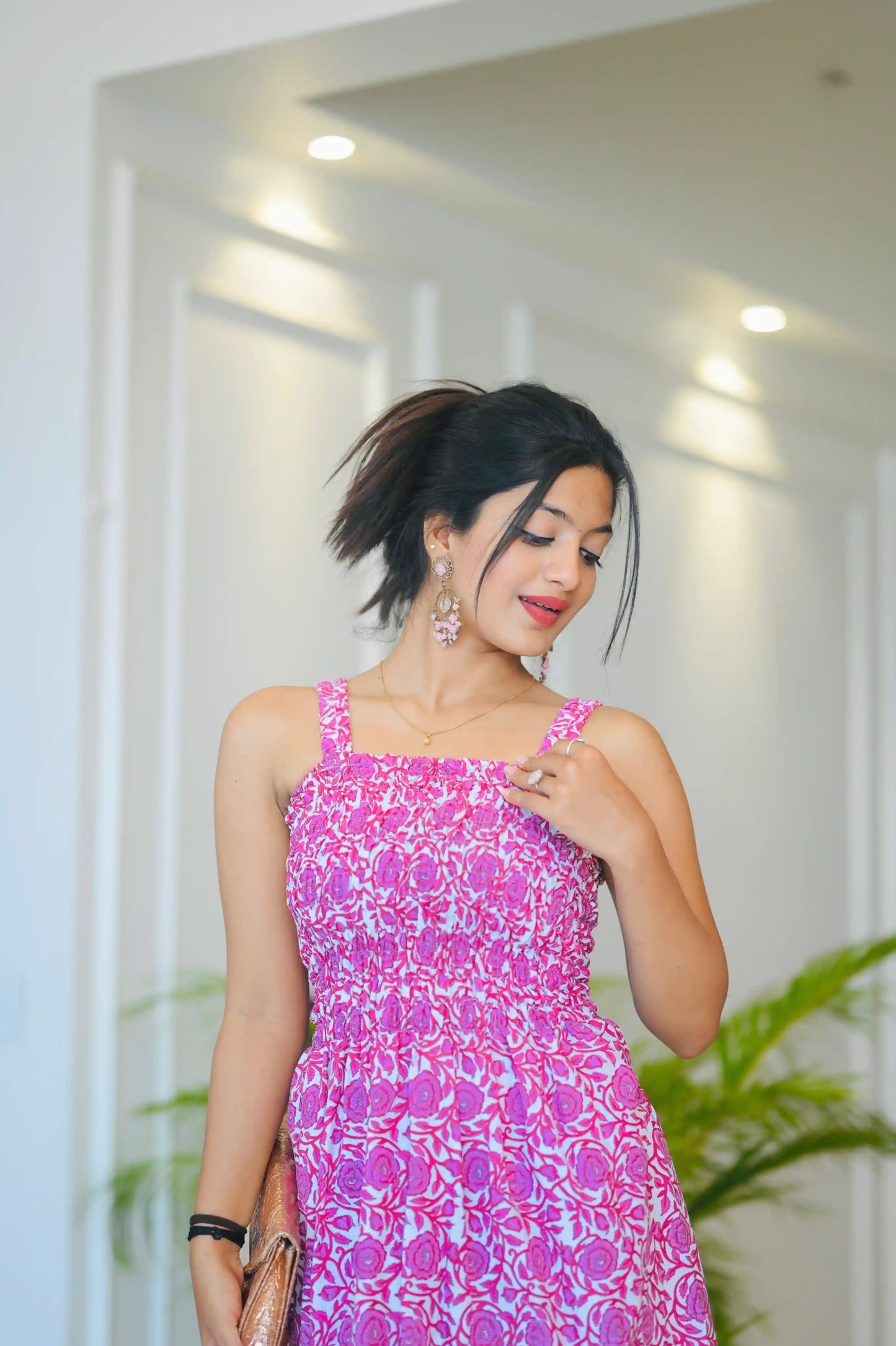 Jaipuri Pink Smoky Twirl Dress