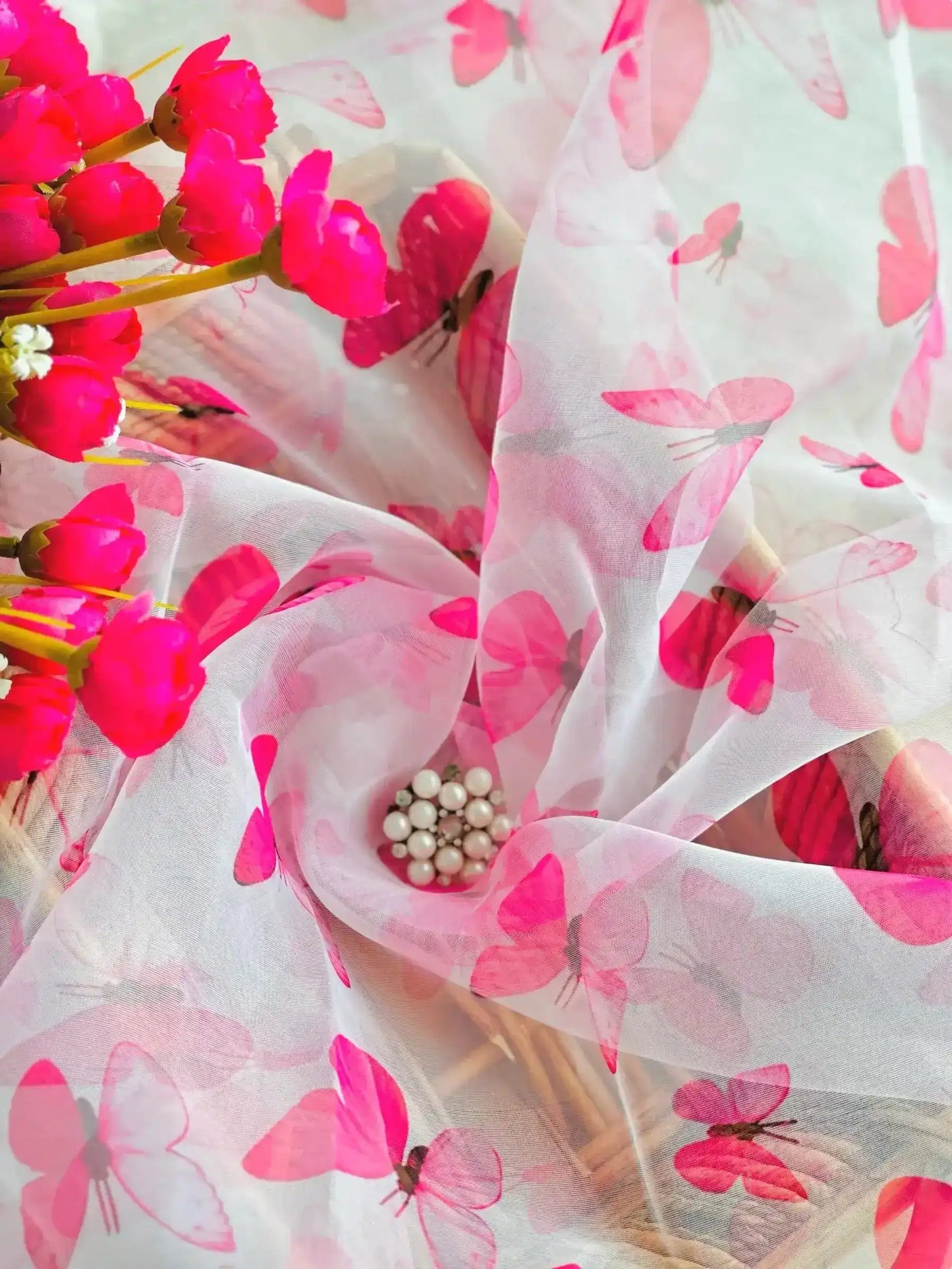 Daisy Butterfly Organza Fabric Cut - Passion for Fashion by Shivani