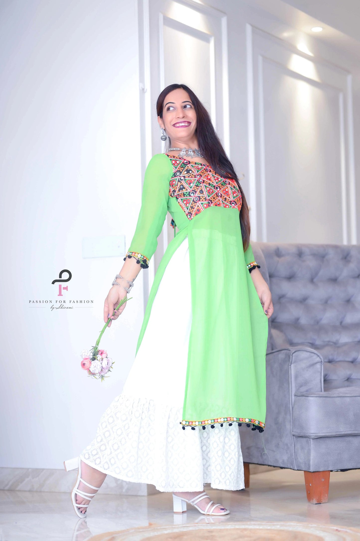 Blush Green Gulnaz Embroidered Kurta