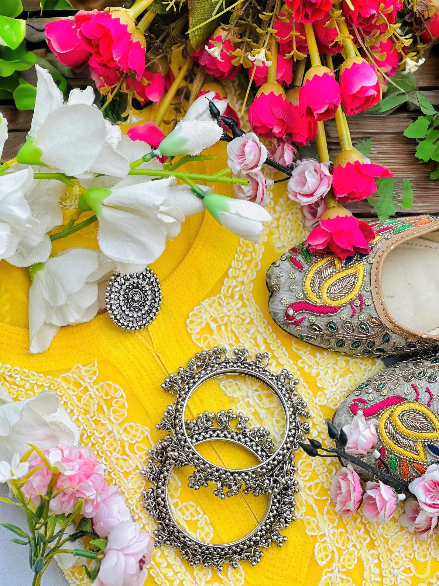 Sunflower Yellow Noor Chikan Kurta