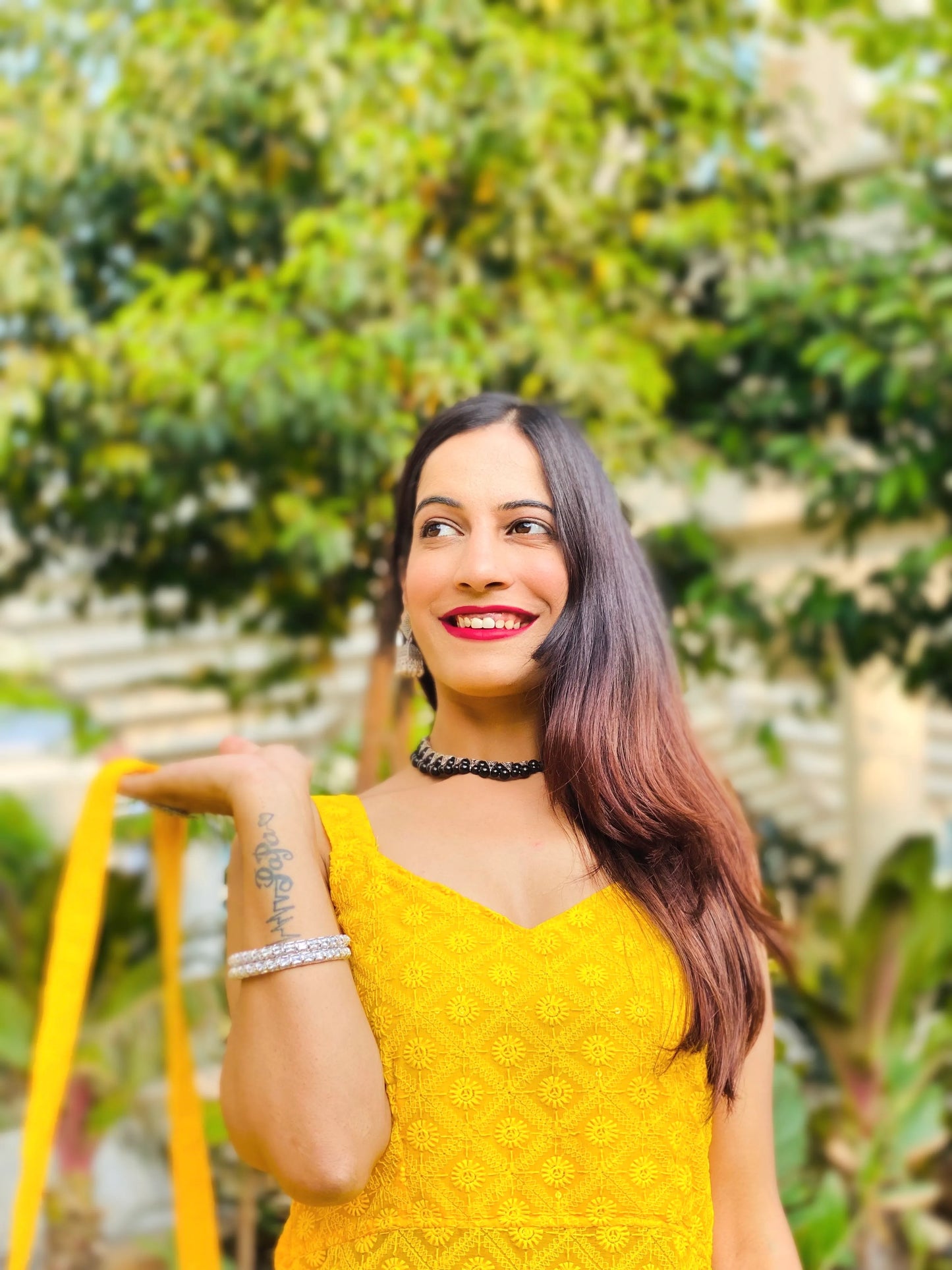 Vibrant Yellow Gulnaz Embroidered Kurta