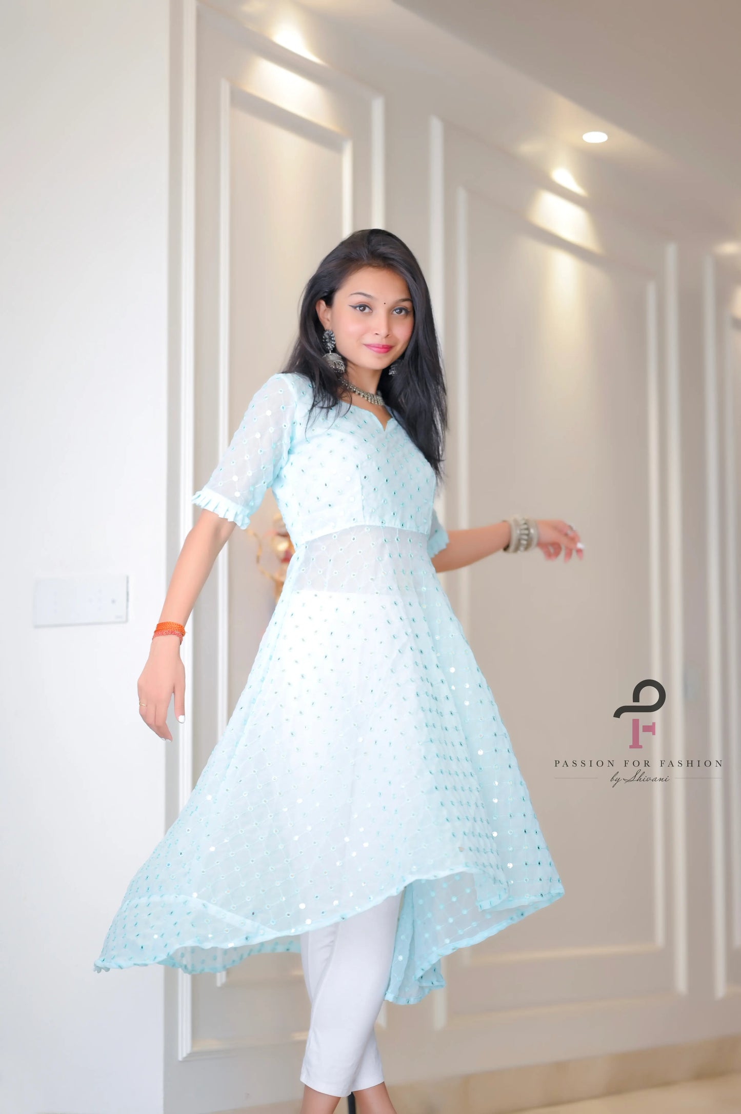 Dreamy Iris Blue Gulnaz Anarkali