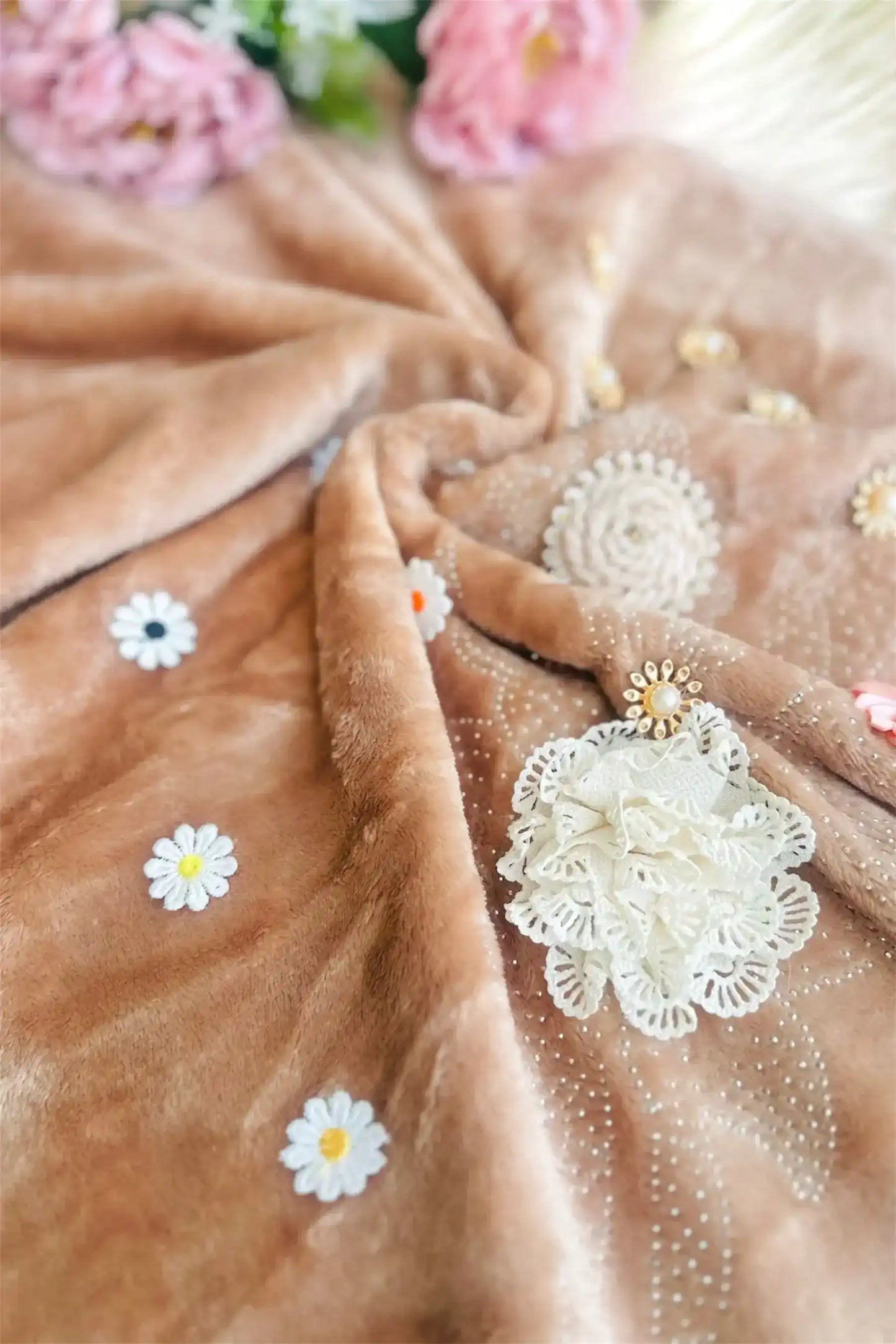 Cute Brown Wool Winter Stole