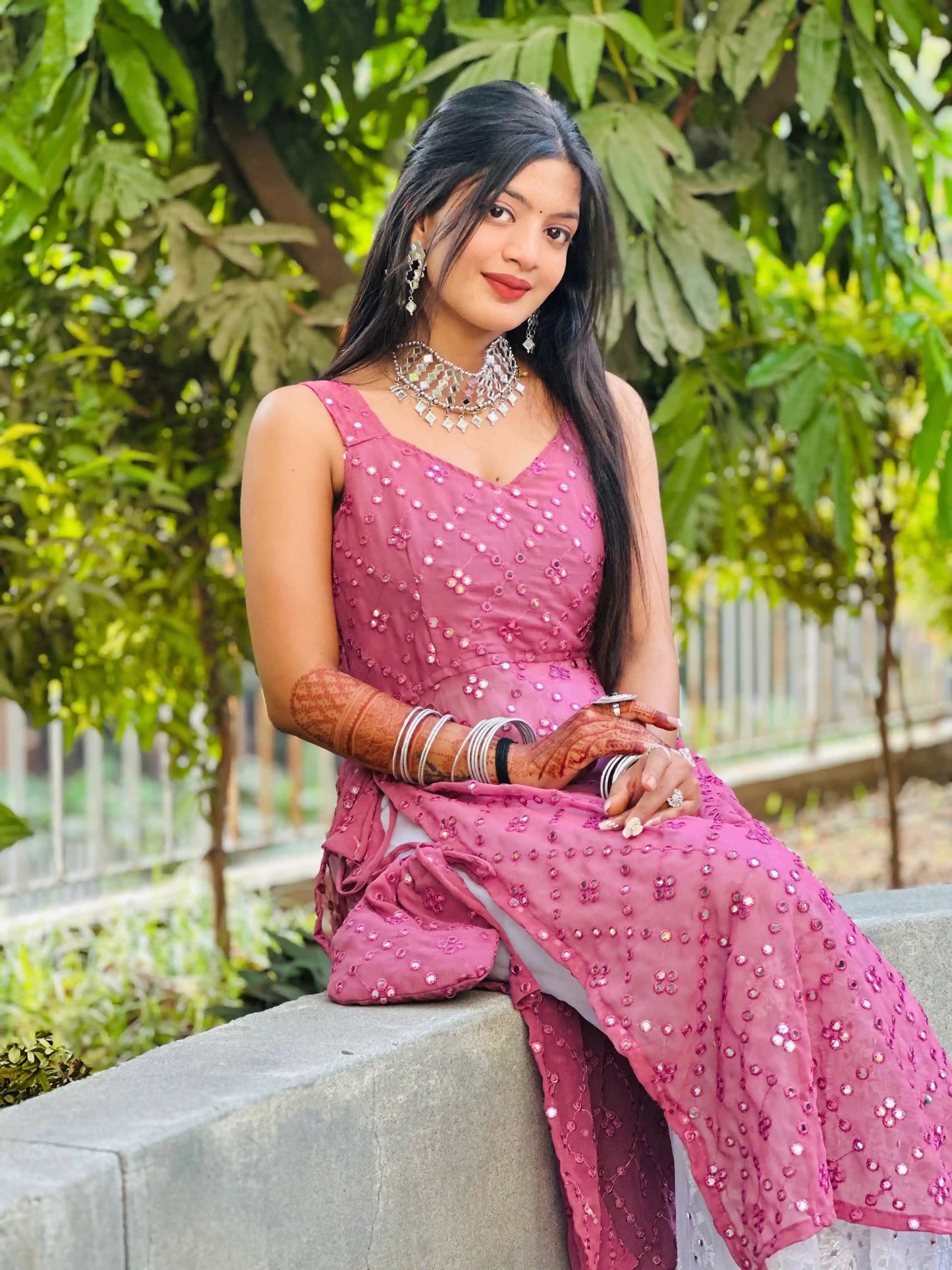 Twilight Peach Mirror Gulnaz Kurta