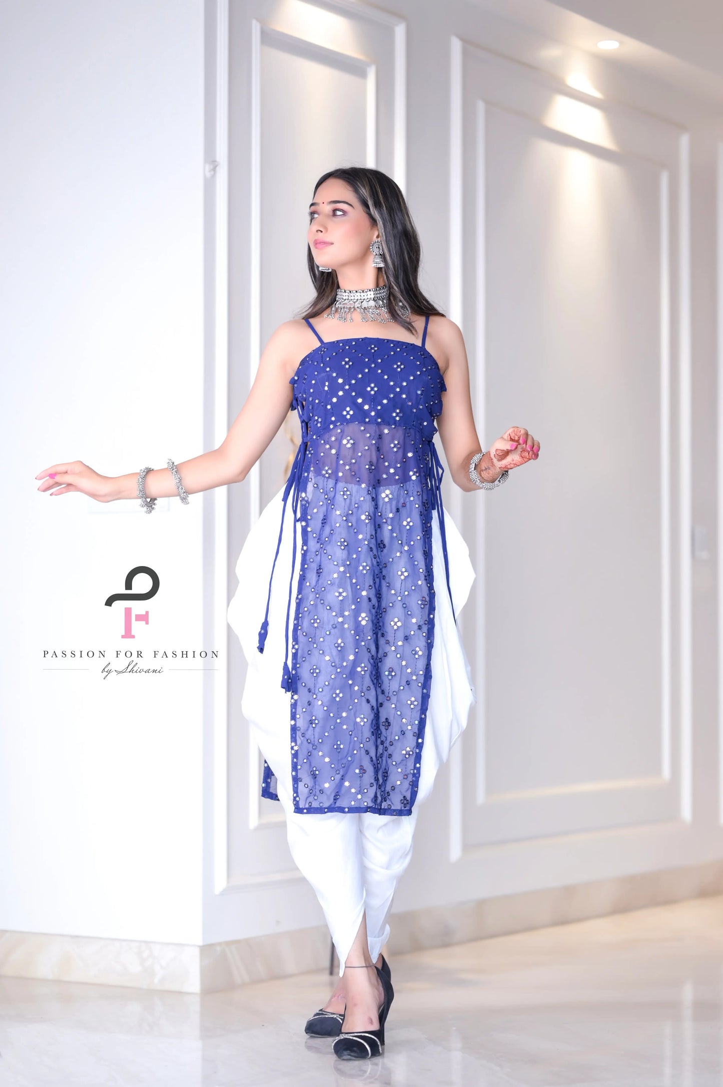 Rosebloom Blue Dori Gulnaz Kurta