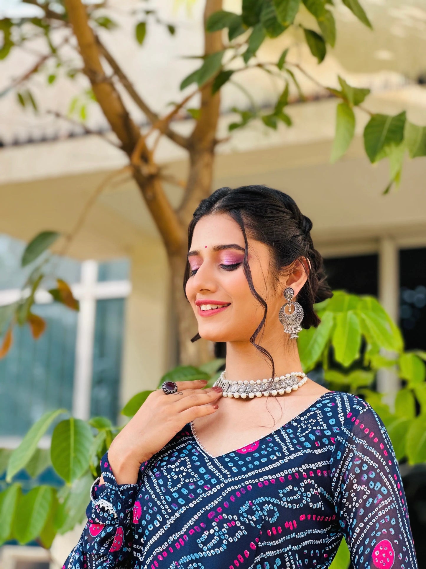 Mahima's Blue Gulnaz Bandhej Ensemble