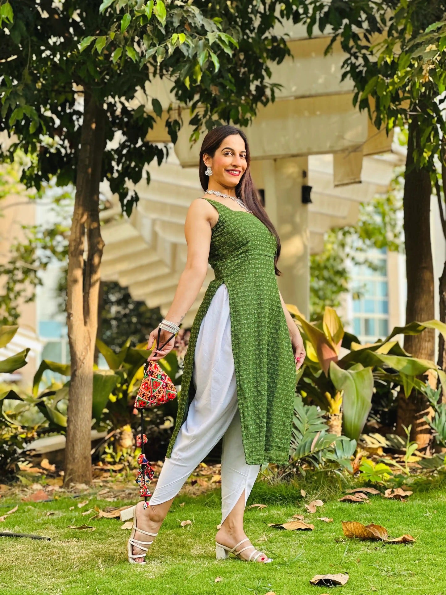 Lawn Green Gulnaz Embroidered Kurta