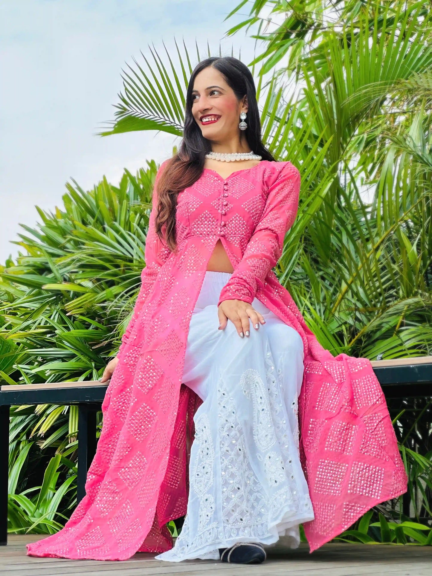 Apricot Peach Kali Styled Gulnaz Kurta